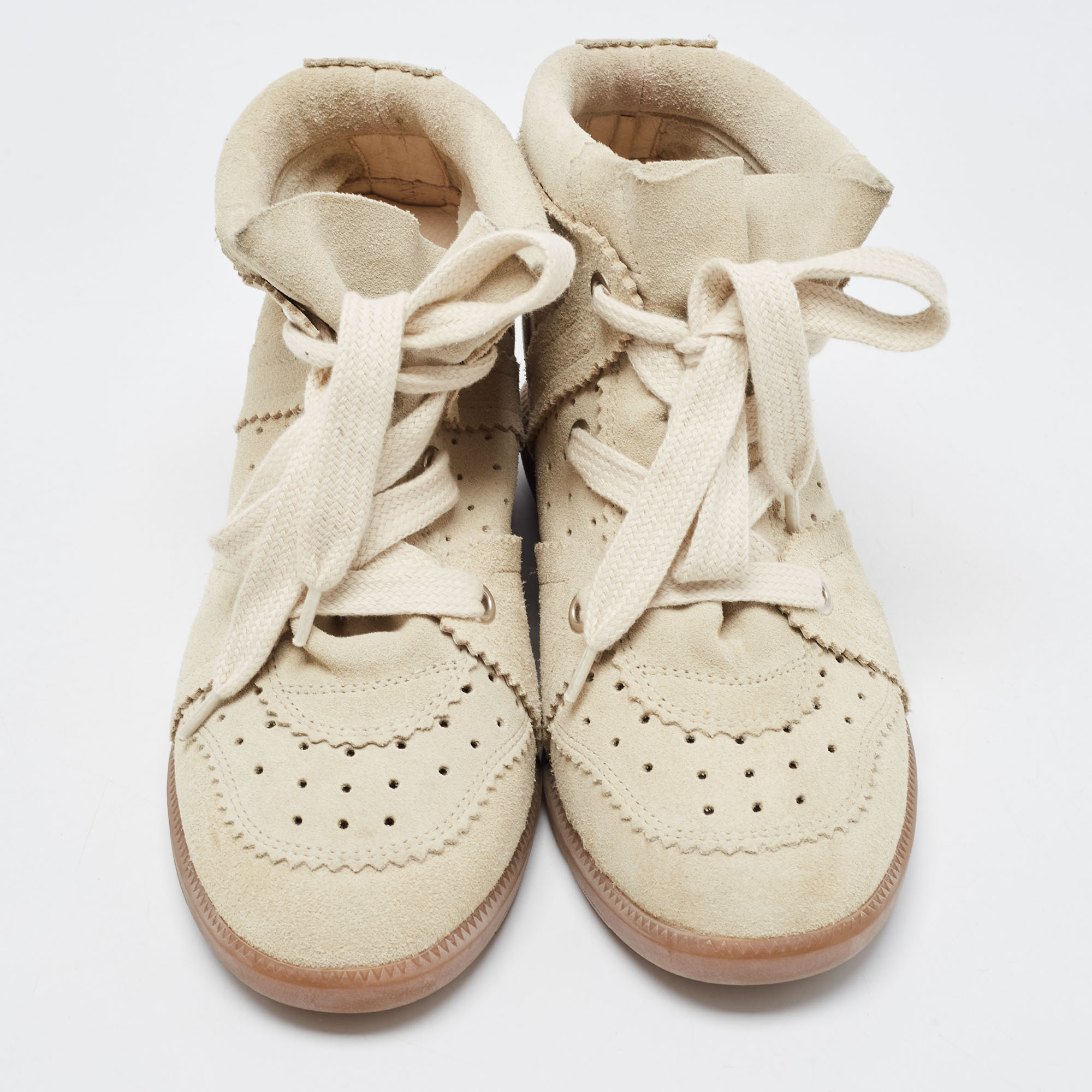 Isabel Marant Beige Suede Bobby  Wedge High Top Sneakers Size 40