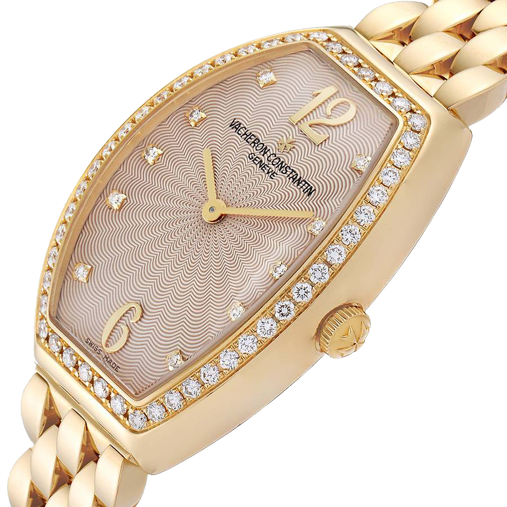 Vacheron Constantin Silver Diamonds 18K Rose Gold Egerie 25540 Women's Wristwatch 37 x 27.5 MM