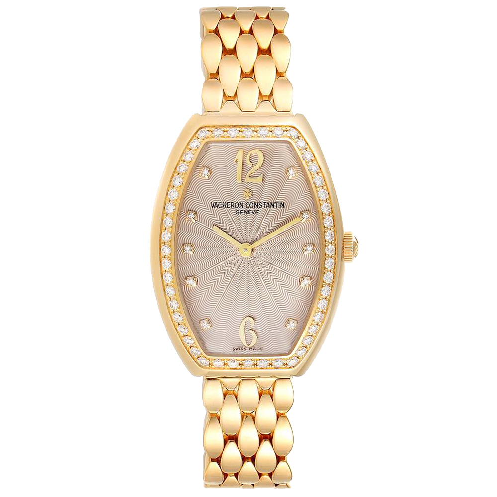 Vacheron Constantin Silver Diamonds 18K Rose Gold Egerie 25540 Women's Wristwatch 37 x 27.5 MM