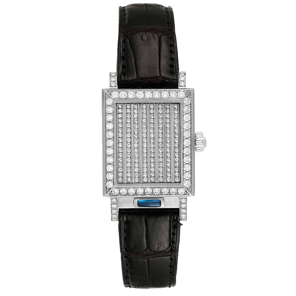 Vacheron Constantin Silver Diamonds 18k White Gold Jalousie 91002 Women's Wristwatch 29.5 x 22 MM