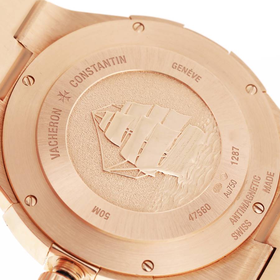 Vacheron Constantin Silver Diamonds 18K Rose Gold Overseas 47560 Women's Wristwatch 36 Mm