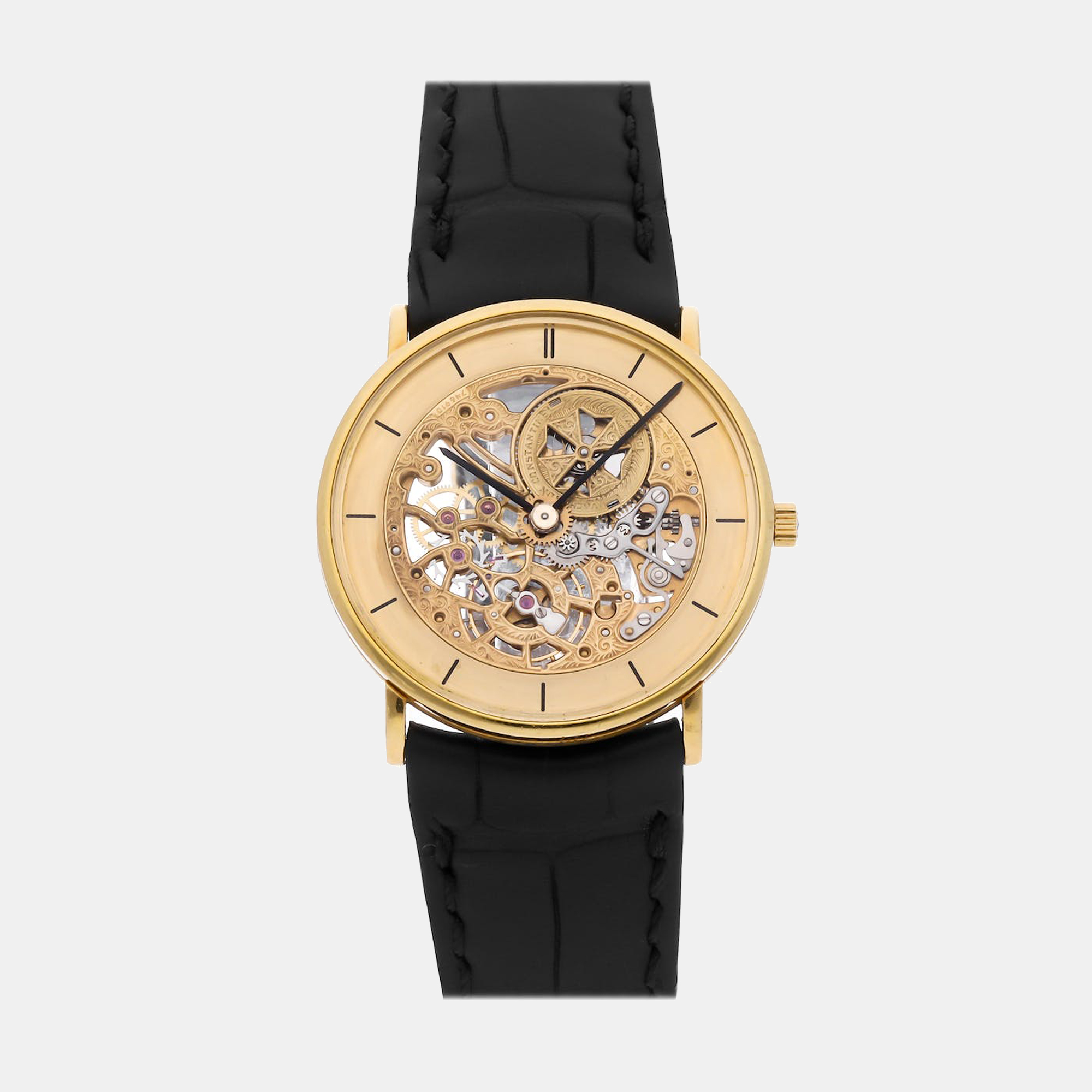 Vacheron Constantin Transparent 18k Yellow Gold Squelette 33114/000J Automatic Women's Wristwatch 30 Mm