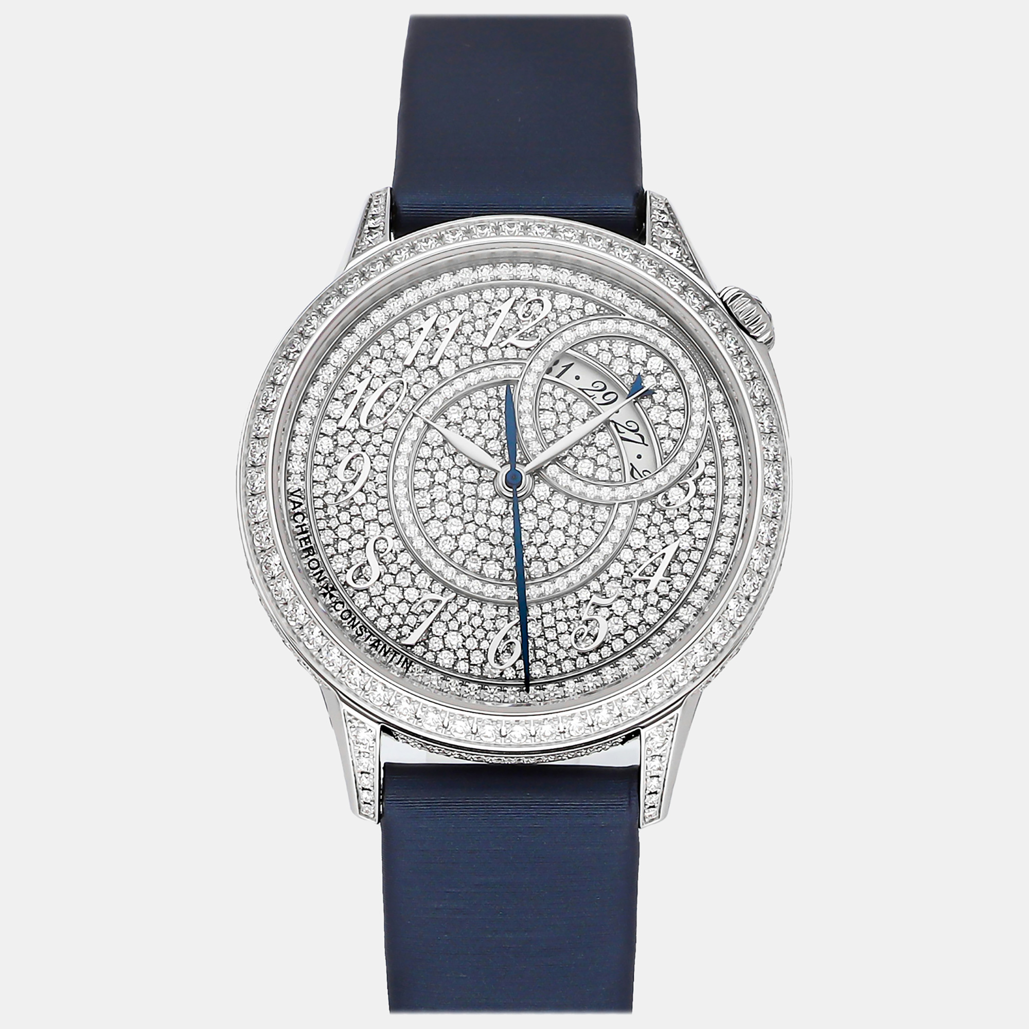 Vacheron Constantin Diamond 18k White Gold Egerie 4606F/000G-B649 Automatic Women's Wristwatch 35 Mm