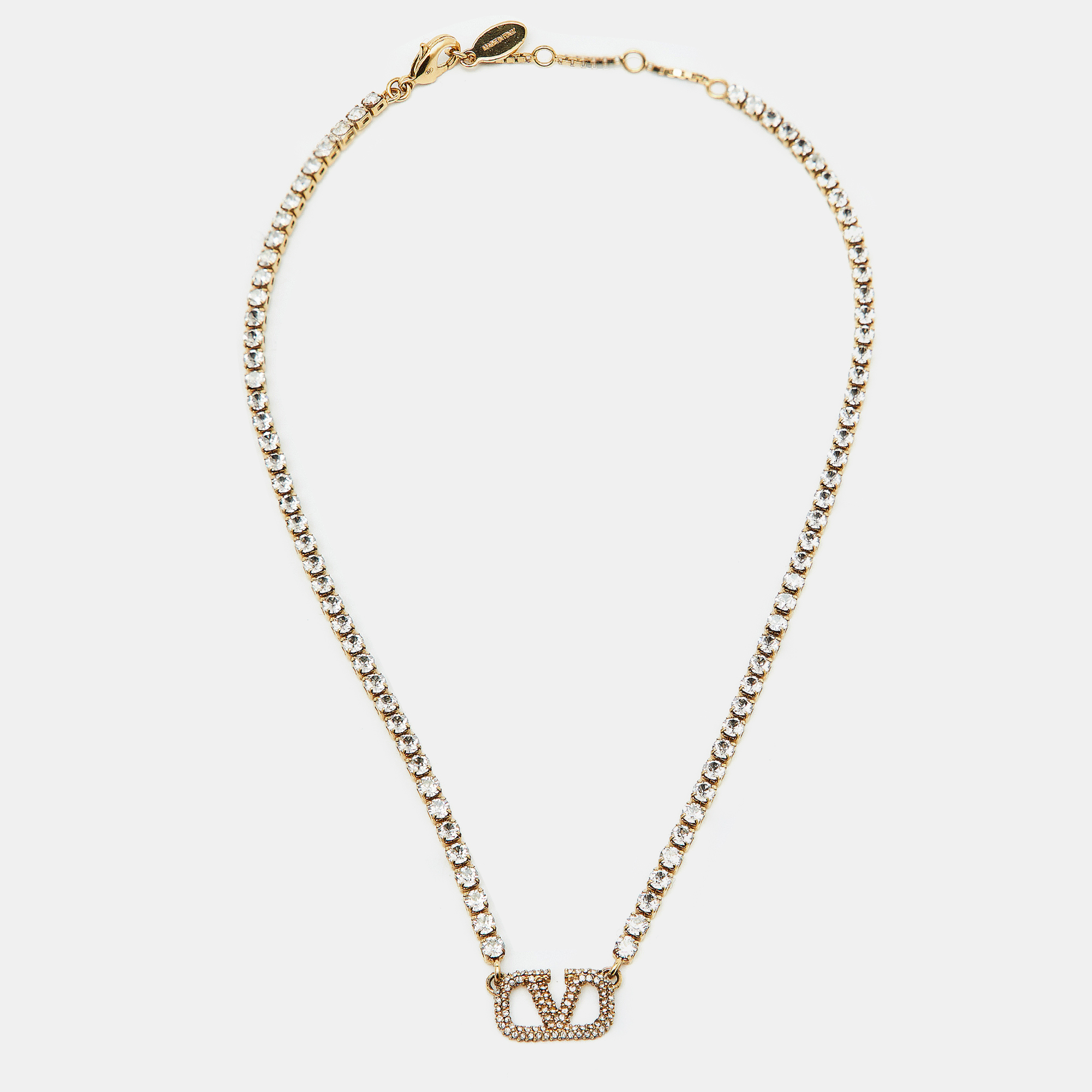 Valentino VLogo Signature Crystals Gold Tone Necklace