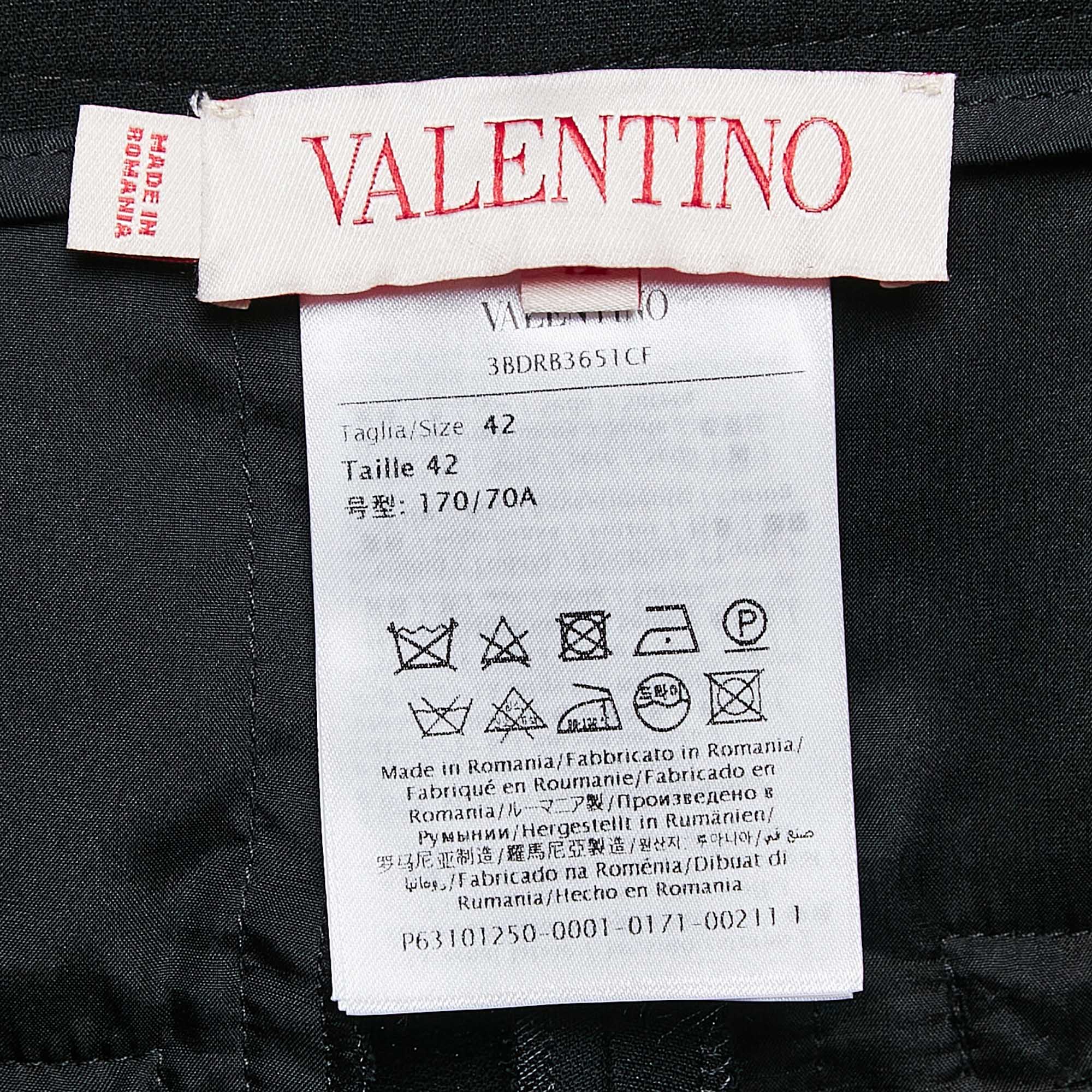 Valentino Black Wool And Silk Stud Buttoned Waist Trousers M