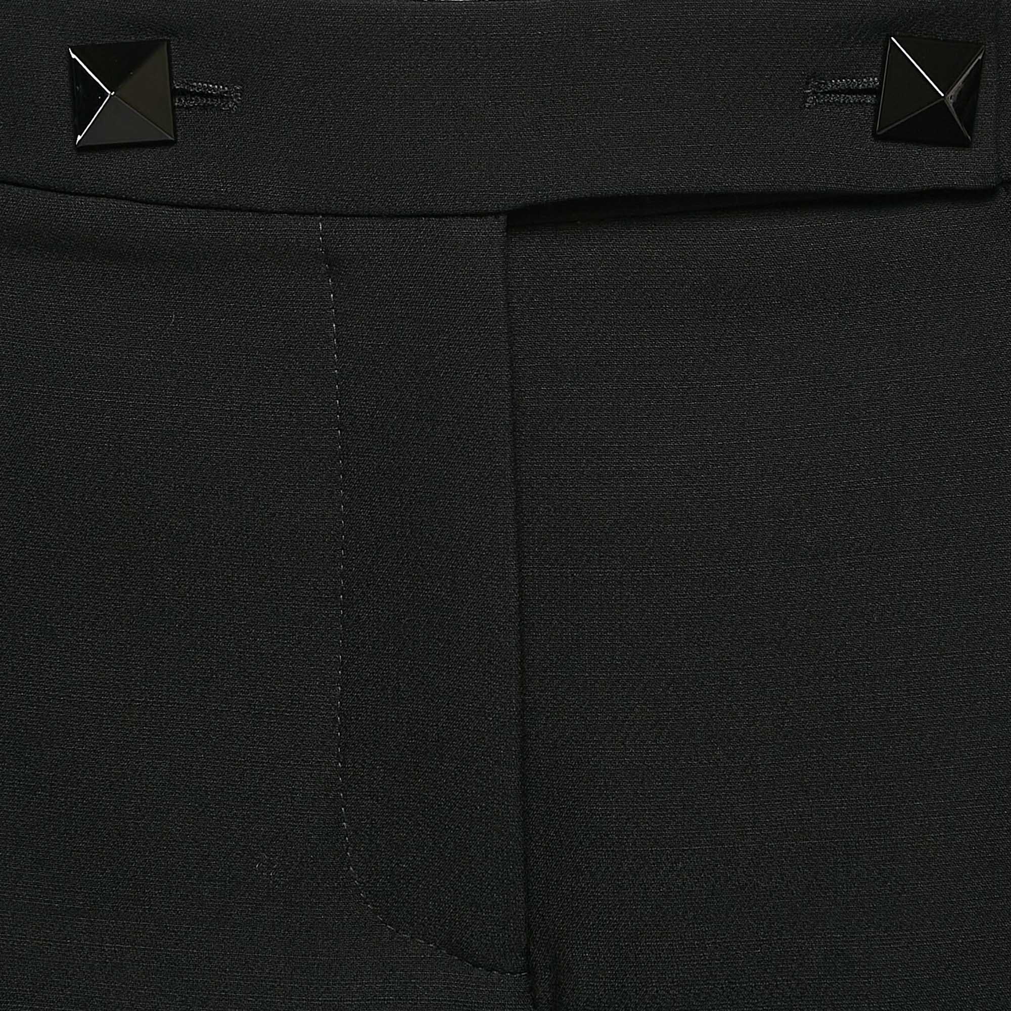 Valentino Black Wool And Silk Stud Buttoned Waist Trousers M