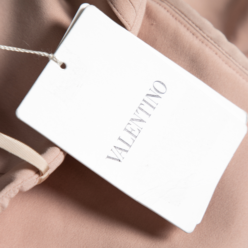 Valentino Beige Silk Pleated Sleeveless Maxi Dress M