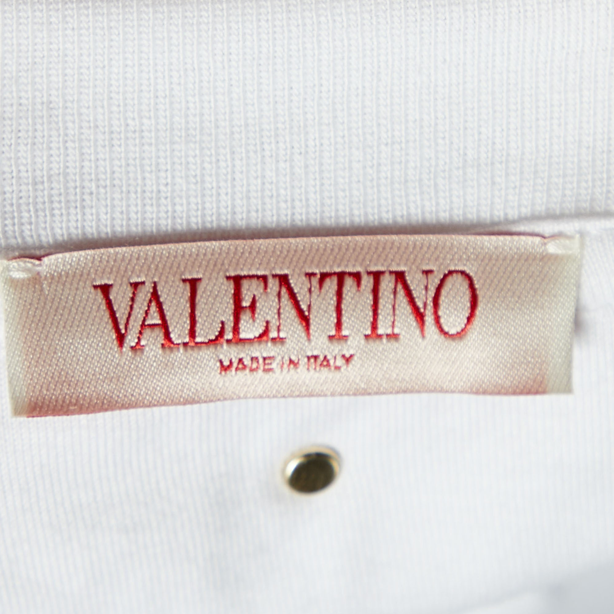 Valentino Special Edition White Print Cotton Half Sleeve T-Shirt M