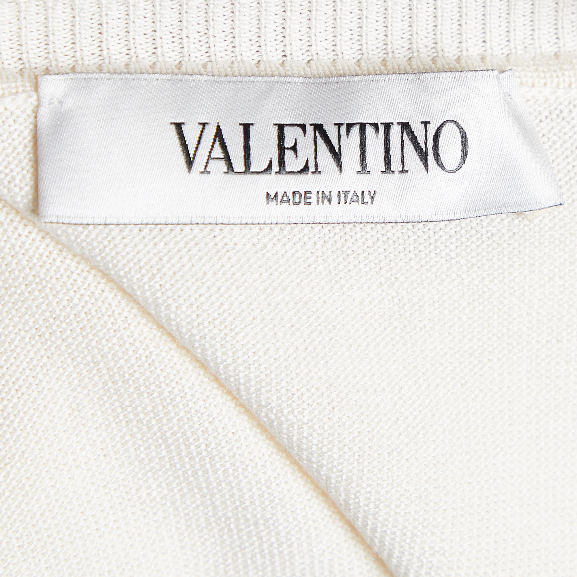 Valentino Cream Silk & Cotton Knit Lace Trim Jumper S