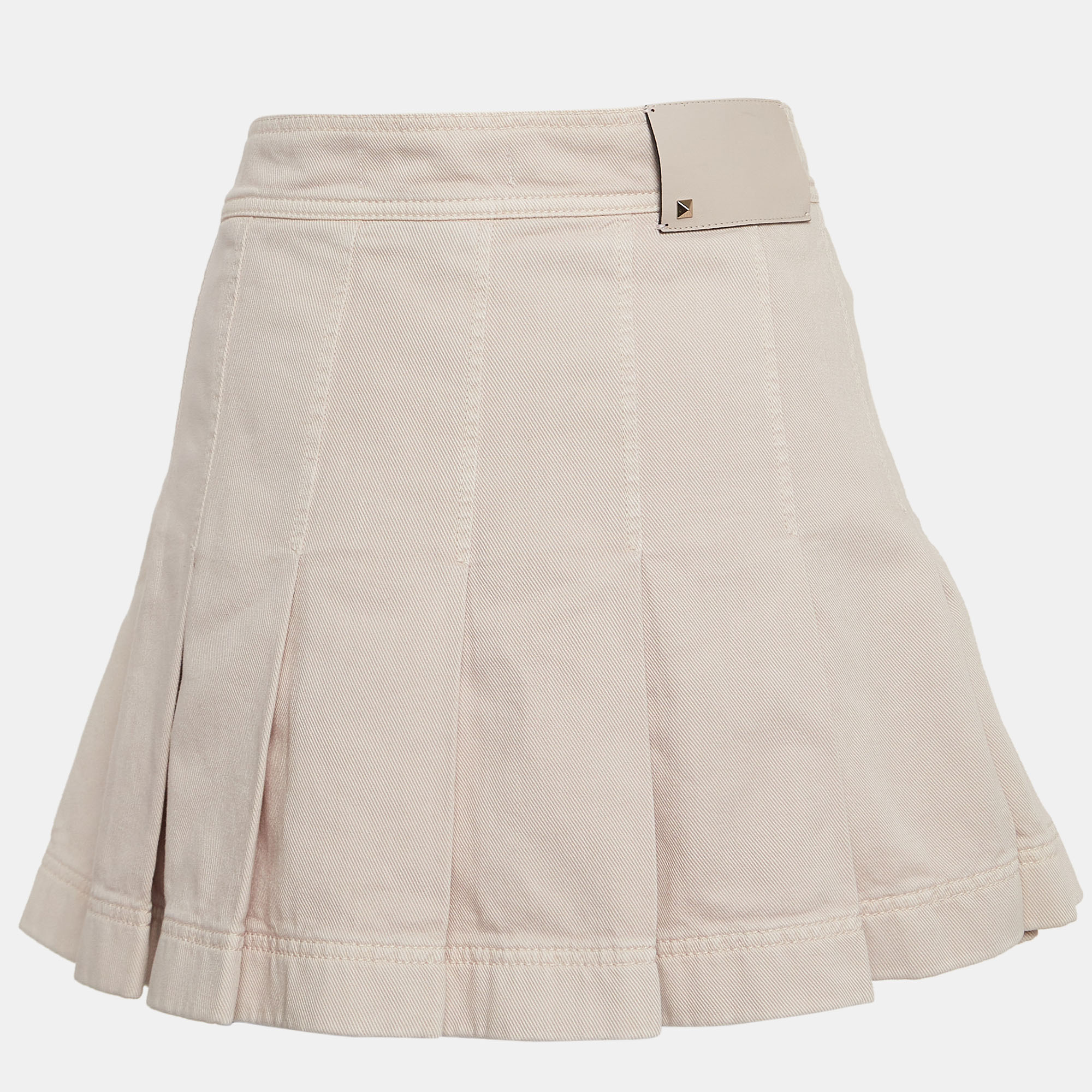 Valentino pink denim pleated mini skirt m