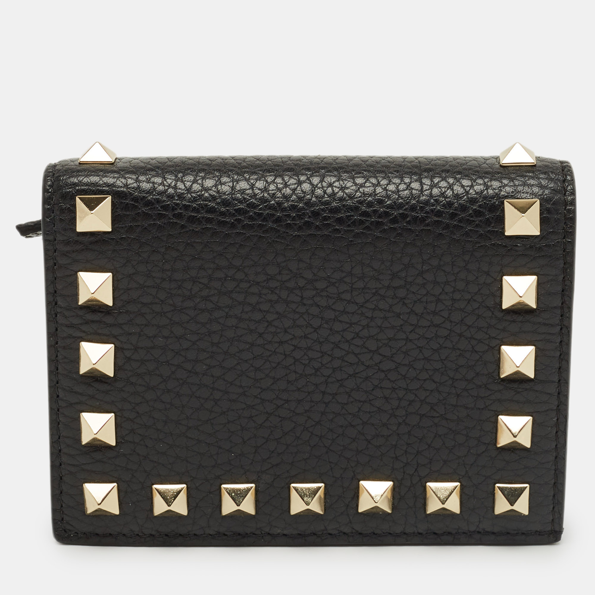 Valentino Black Leather Rockstud Flap Card Case 
Valentino Black Leather Rockstud Flap Card Case