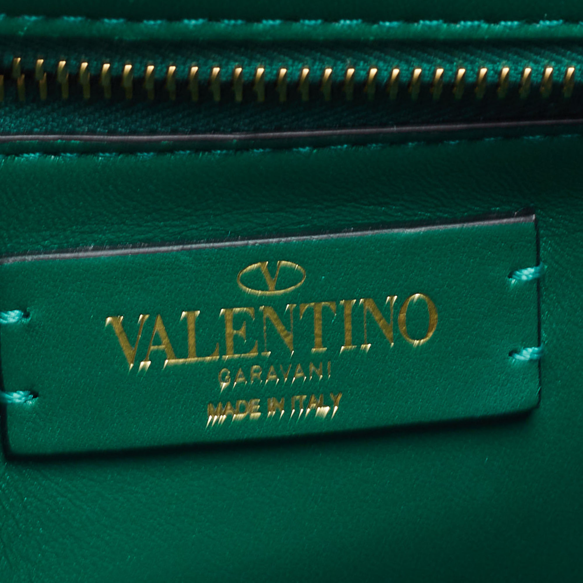 Valentino Green Lurex Frabric Large Roman Stud Shoulder Bag