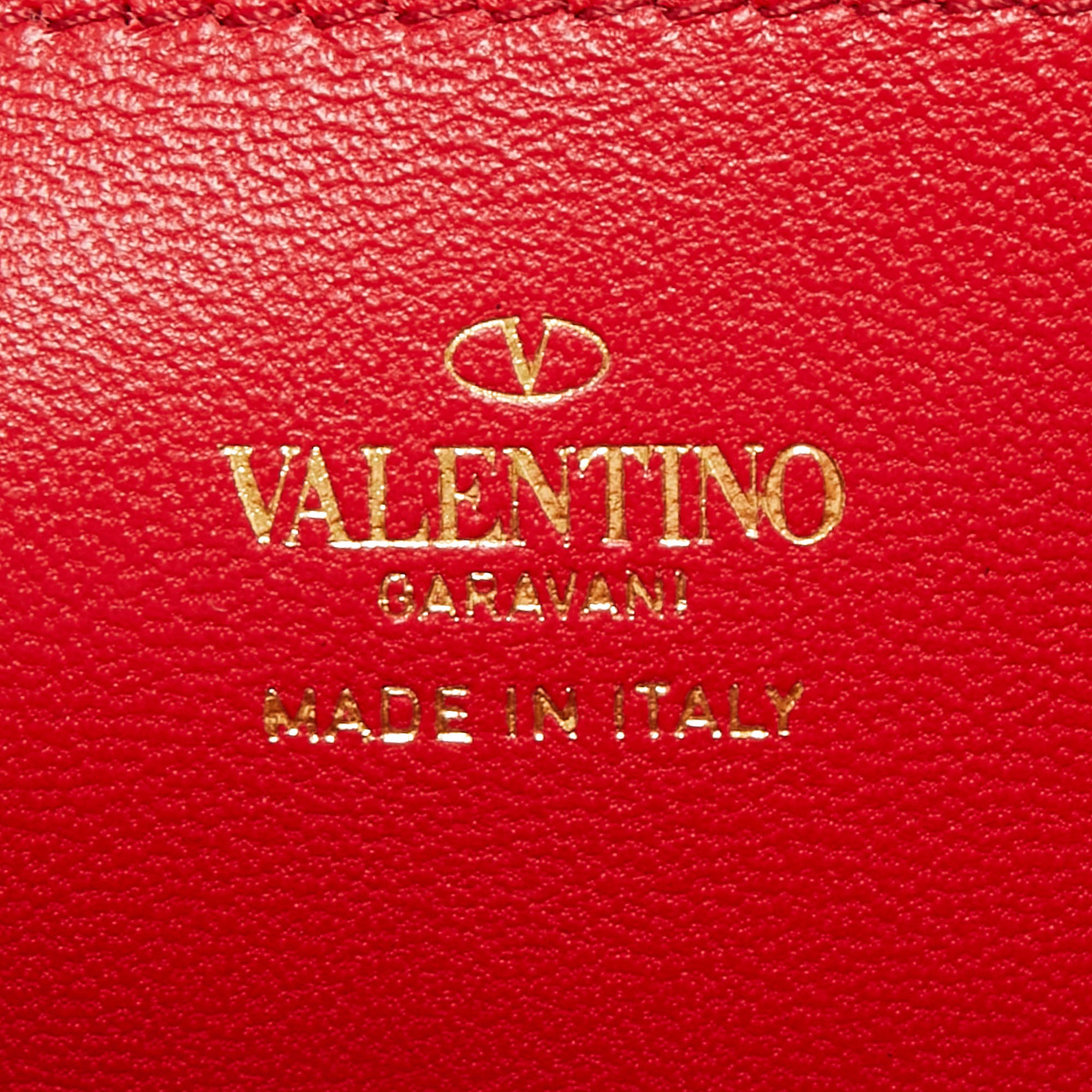 Valentino Black Leather Rockstud Alcove Box Top Handle Bag