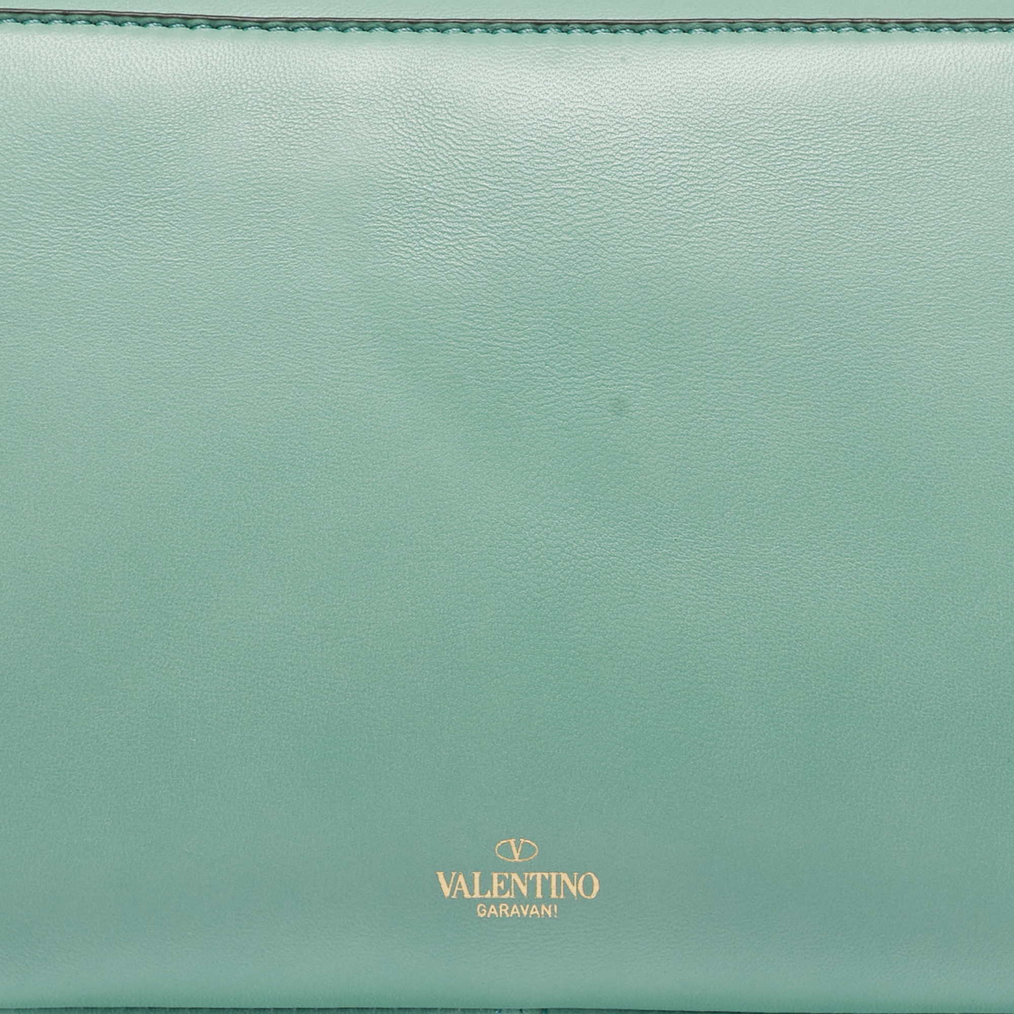 Valentino Mint Green Leather Stud Sign Shoulder Bag