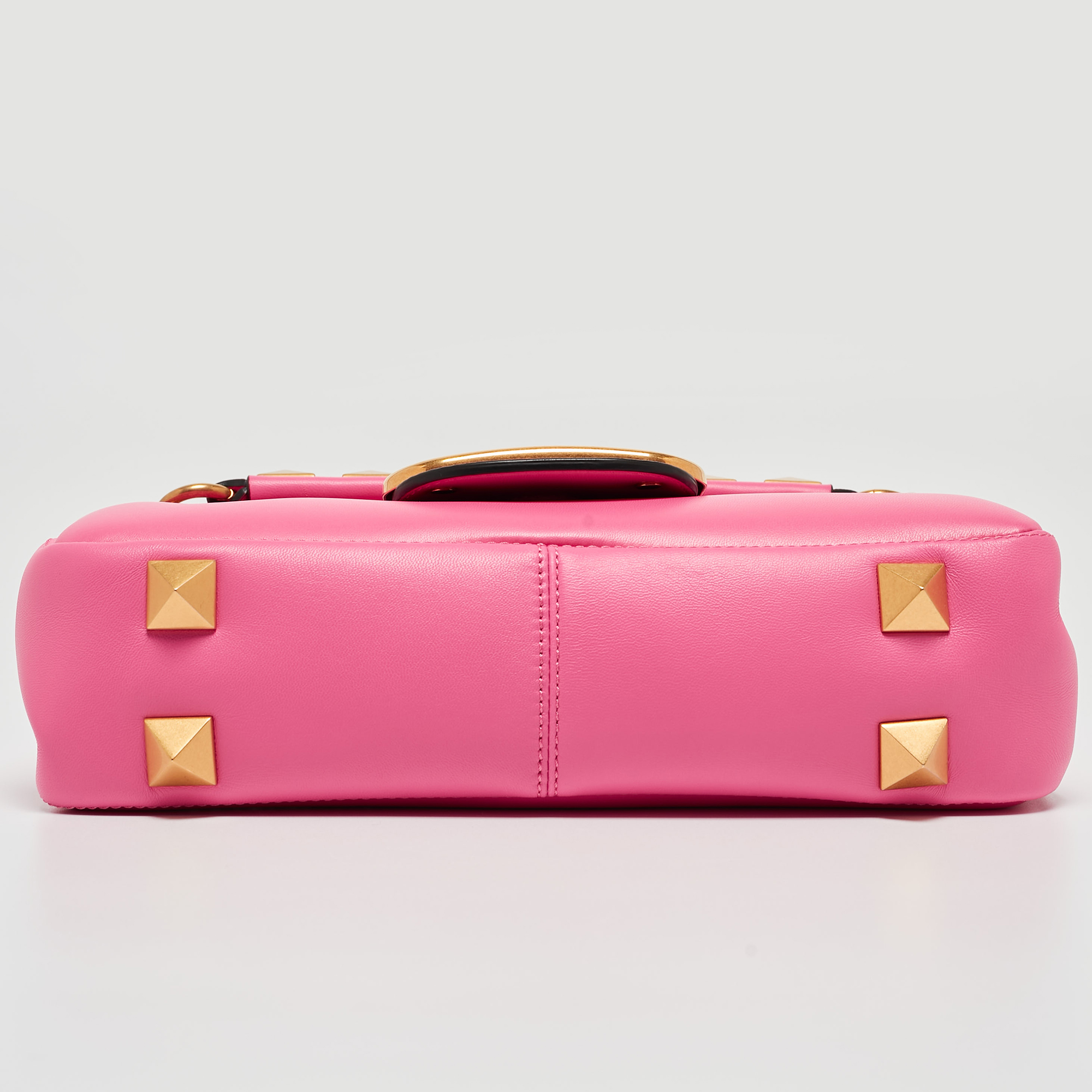 Valentino Pink Leather Stud Sign Shoulder Bag