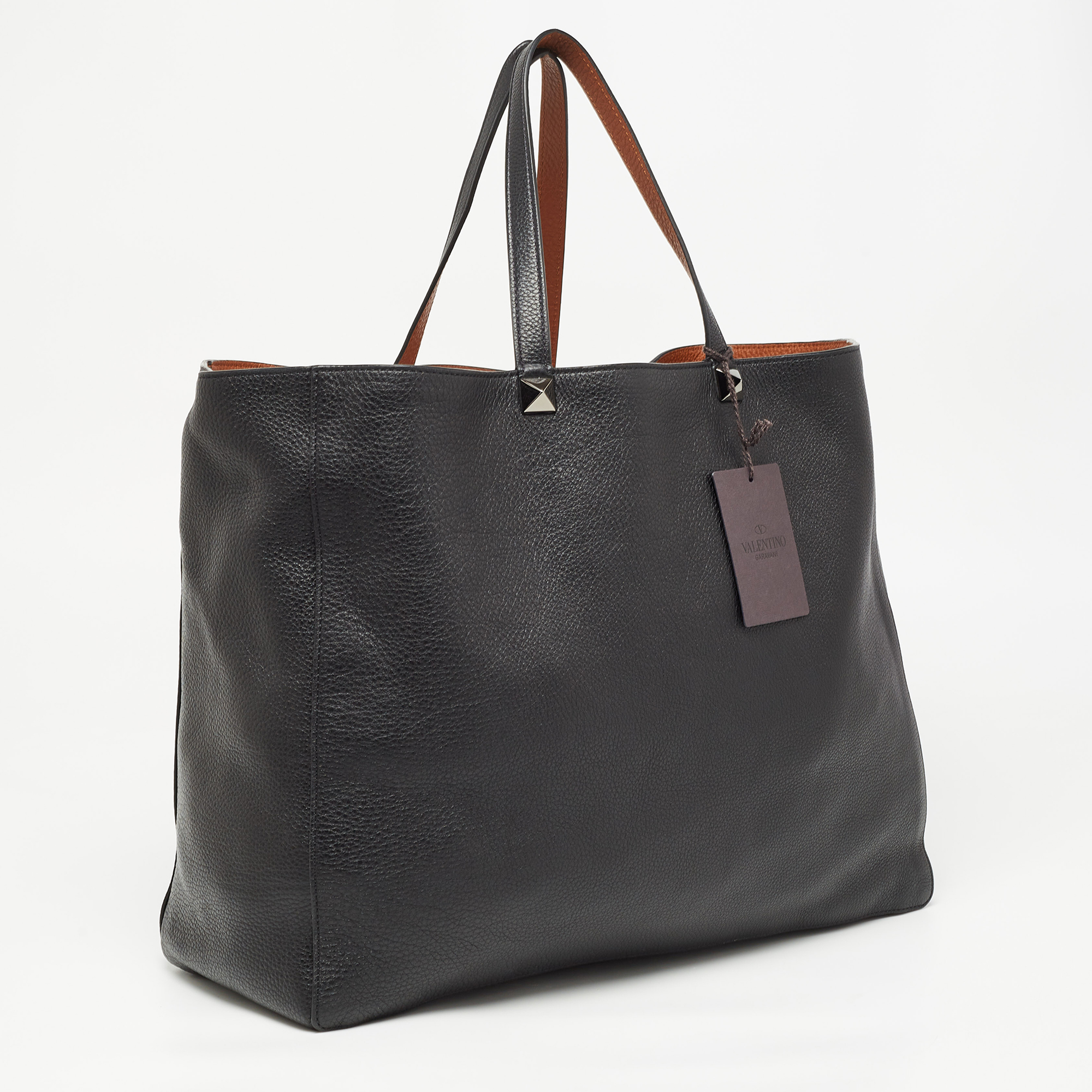 Valentino Brown/Black Leather Identity Reversible Tote