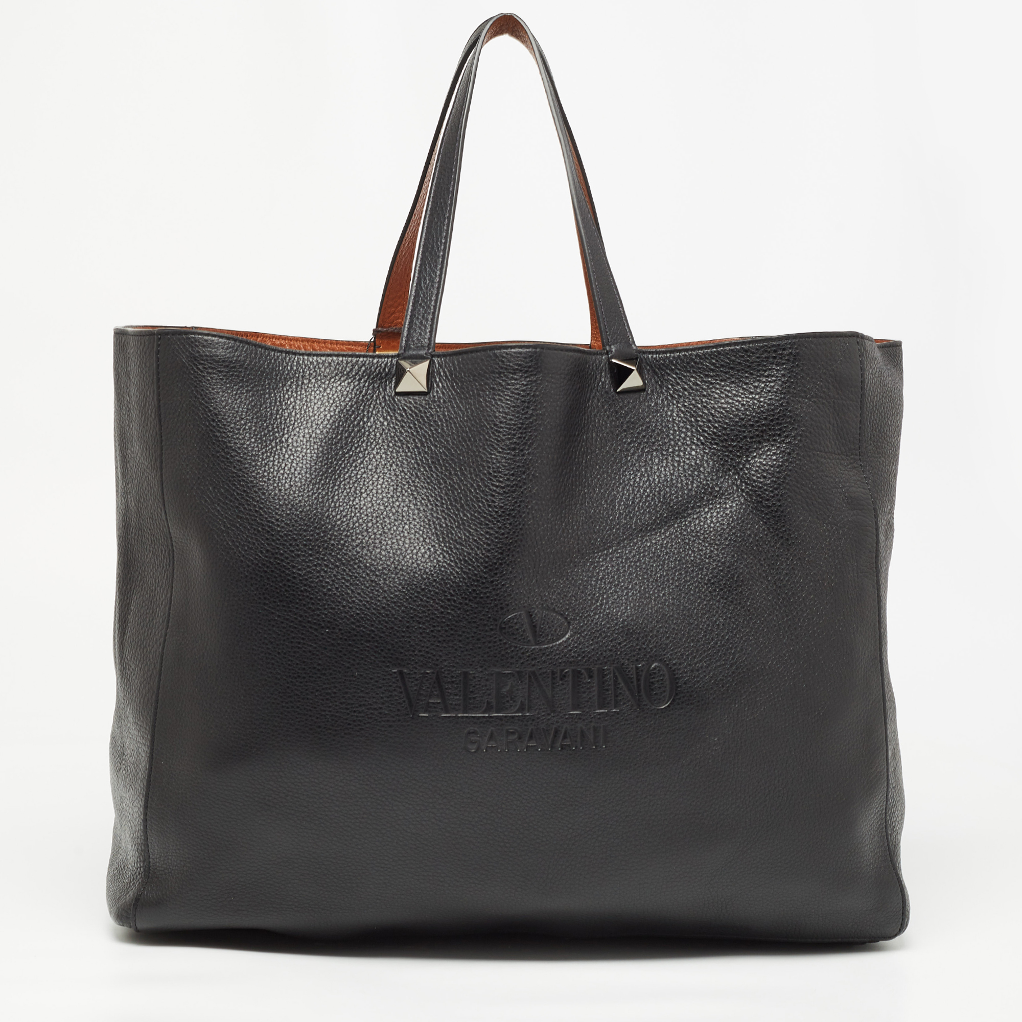 Valentino Brown/Black Leather Identity Reversible Tote