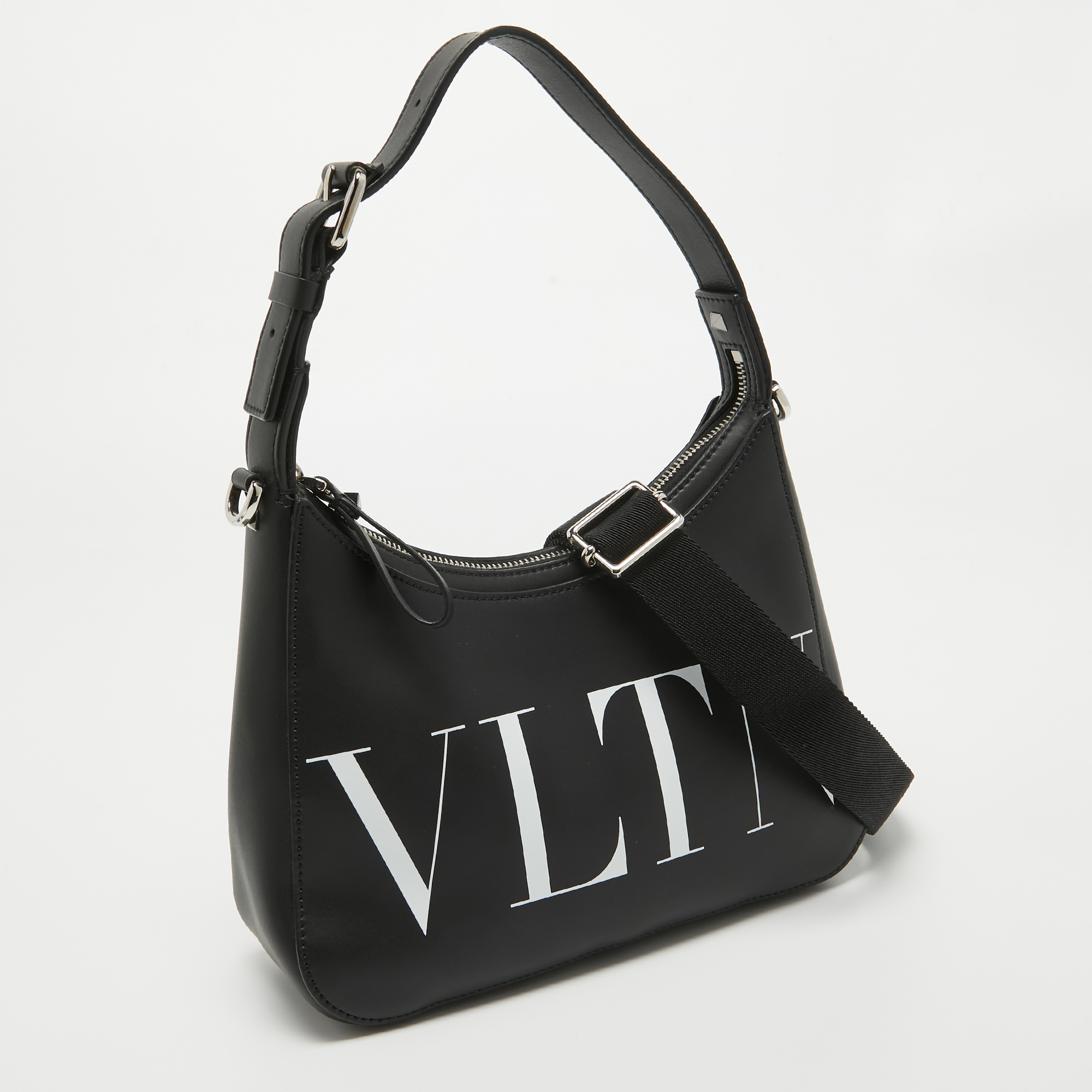 Valentino Black Leather Small VLTN Hobo
