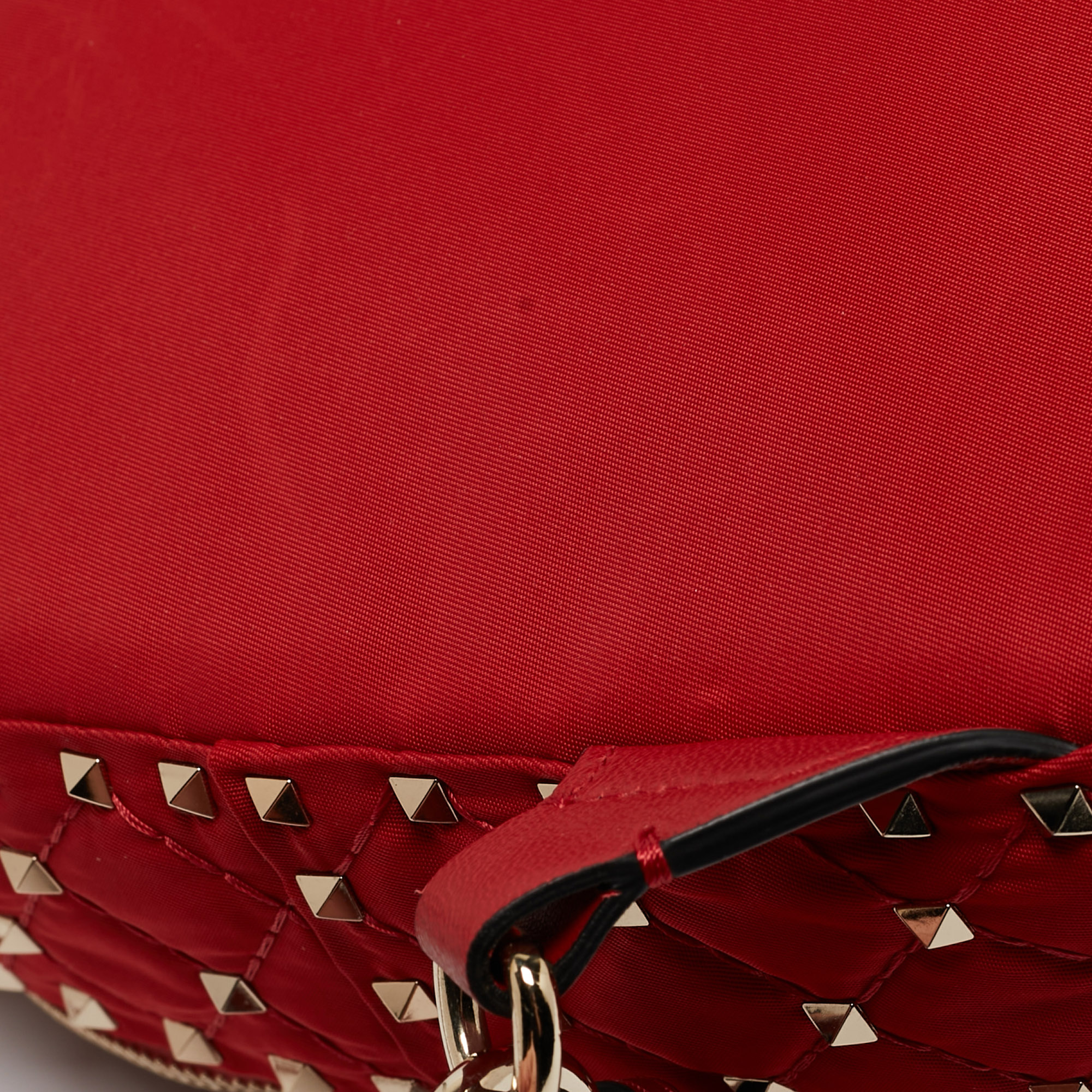Valentino Red Quilted Nylon And Leather Mini Rockstud Spike Backpack