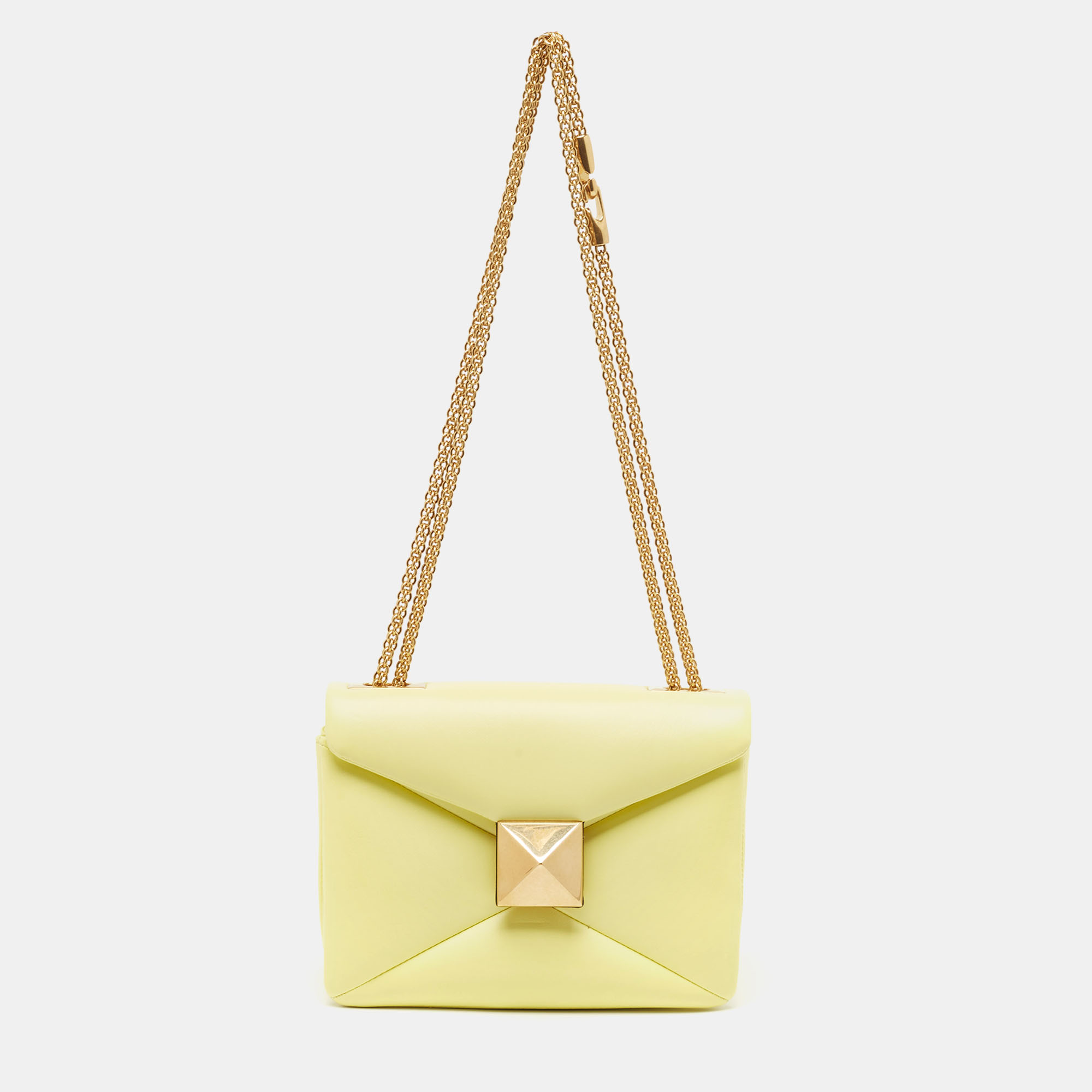 Valentino yellow leather one stud chain bag