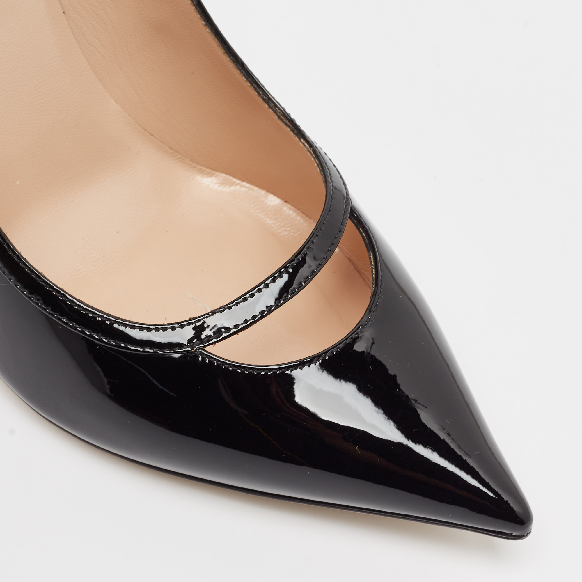 Valentino Black Patent Leather Ankle Strap Pumps Size 38.5