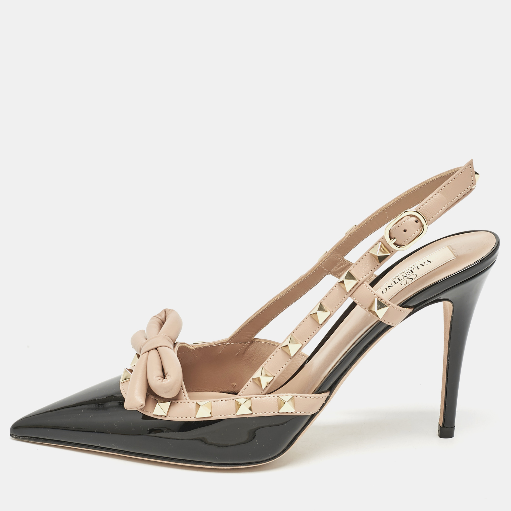 Valentino Black/Beige Patent Leather Rockstud Bow Slingback Pumps Size
Valentino Black/Beige Patent Leather Rockstud Bow Slingback Pumps Size