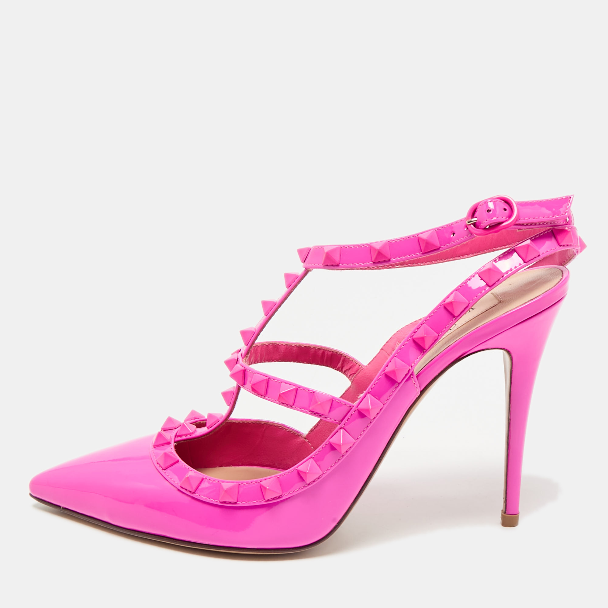 Valentino Fuchsia Pink Patent Leather Rockstud Caged Ankle Strap Pumps Size
Valentino Fuchsia Pink Patent Leather Rockstud Caged Ankle Strap Pumps Size