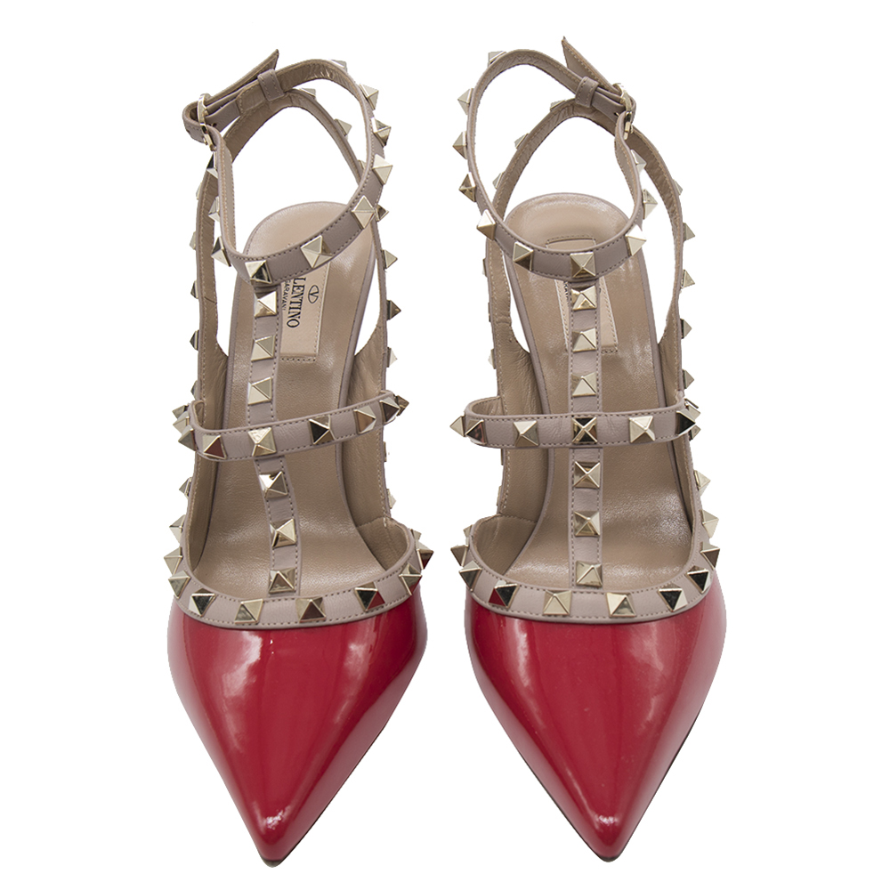 Valentino Red Patent Leather Rockstud Embellished Pointed Toe Sandals Size
Valentino Red Patent Leather Rockstud Embellished Pointed Toe Sandals Size