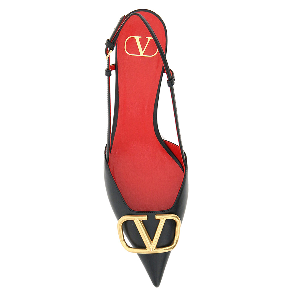 

Valentino Garavani Black Leather Vlogo Signature Slingback Pump 80MM IT