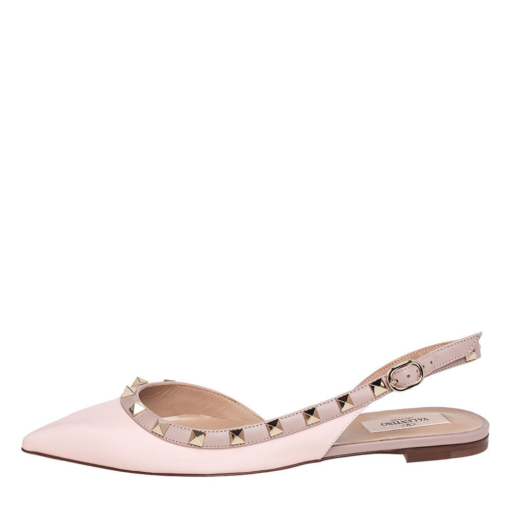 Valentino Light Pink Patent And Leather Rockstud Slingback Ballet Flats Size
Valentino Light Pink Patent And Leather Rockstud Slingback Ballet Flats Size