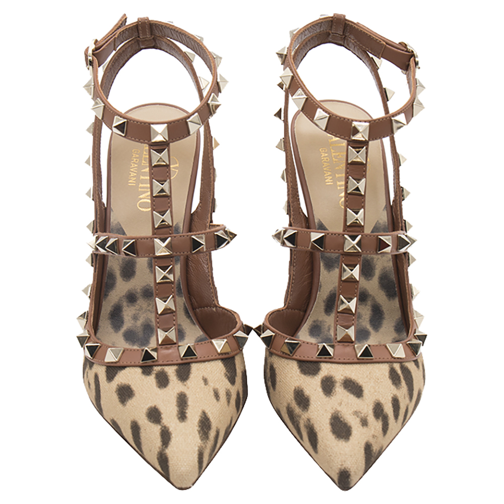 Valentino Brown/Beige Animal Print Canvas Rockstud Embellished Pointed Toe Sandals Size EU
Valentino Brown/Beige Animal Print Canvas Rockstud Embellished Pointed Toe Sandals Size EU