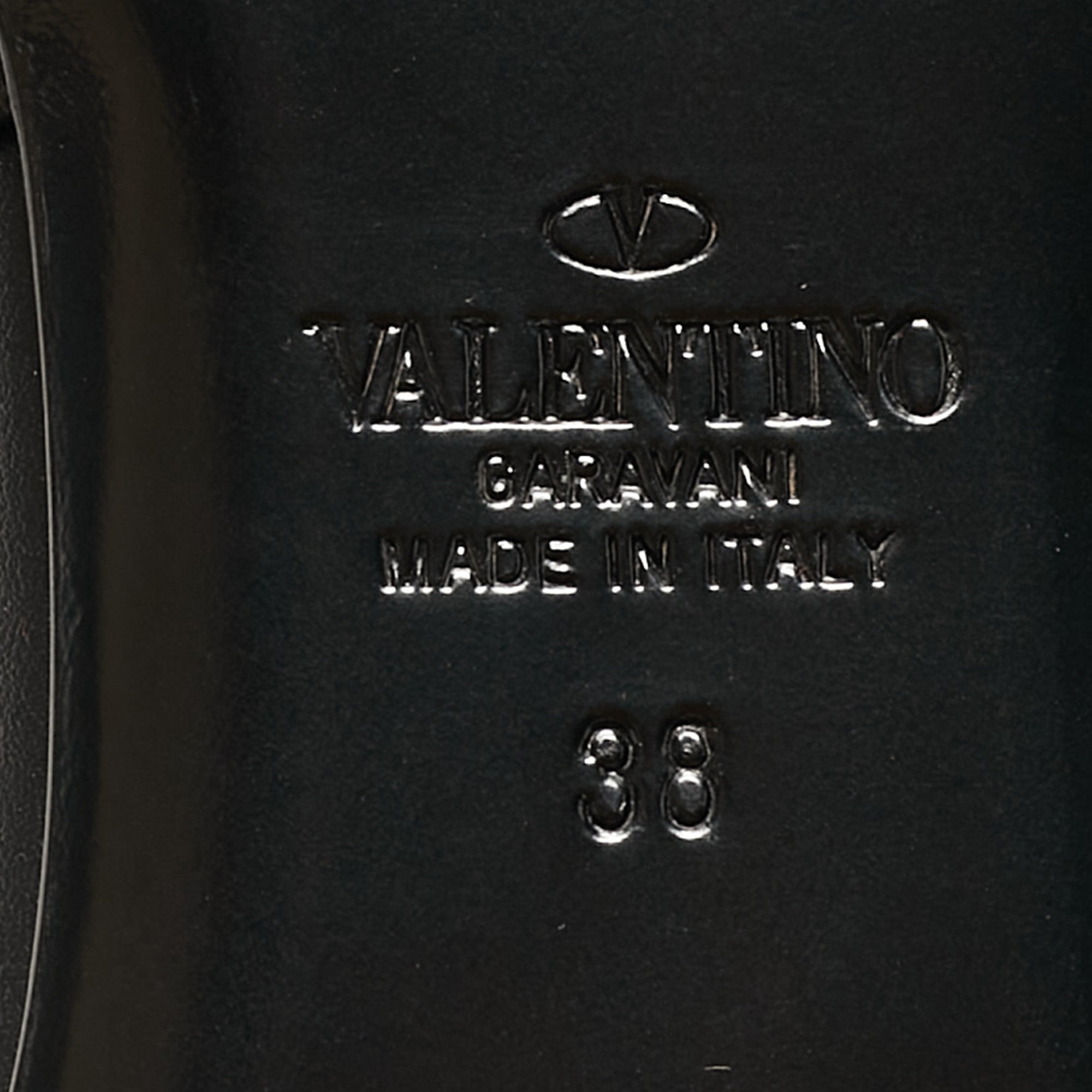Valentino Black Leather Roman Stud Flat Mules Size 38
