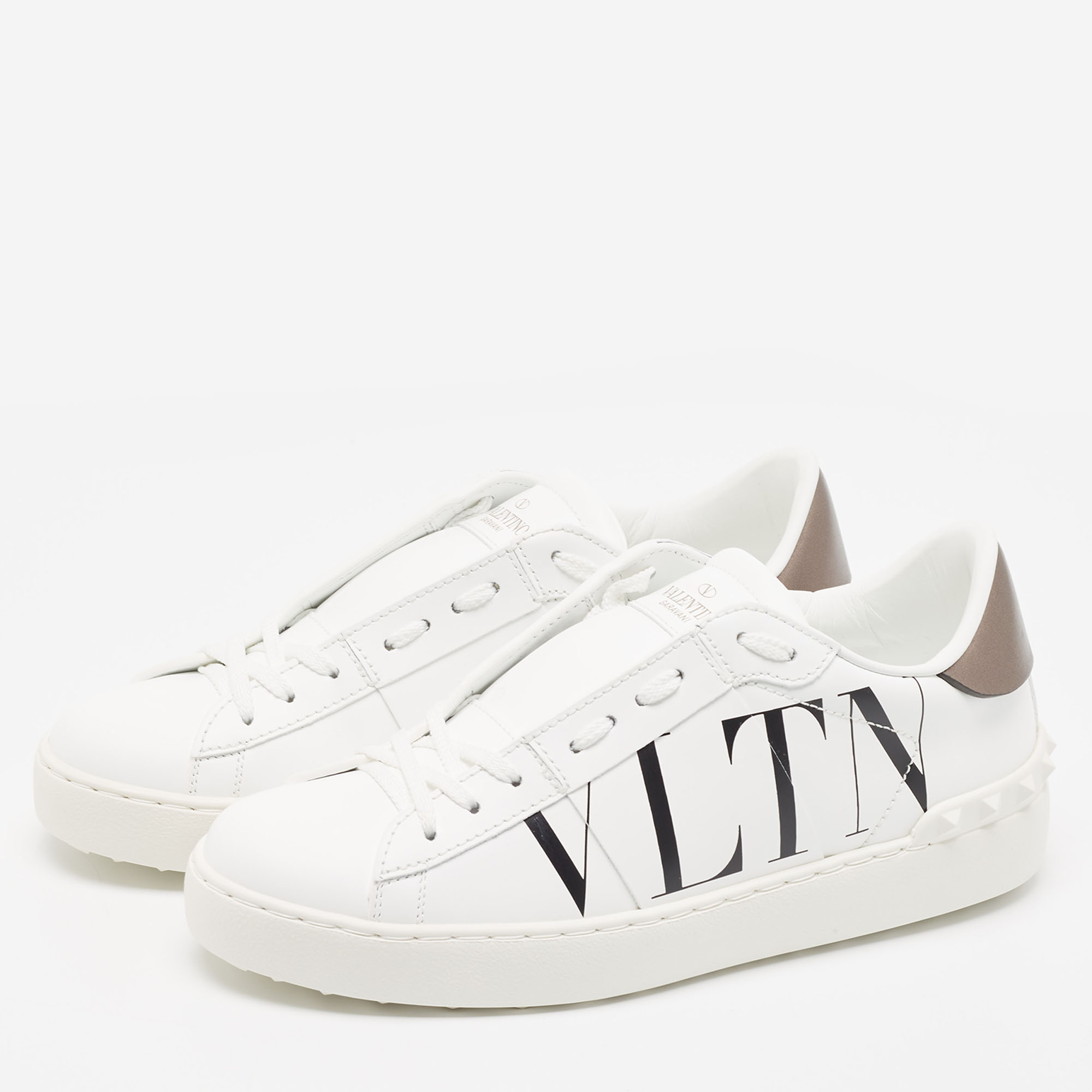 

Valentino White Leather VLTN Logo Low Top Sneakers Size