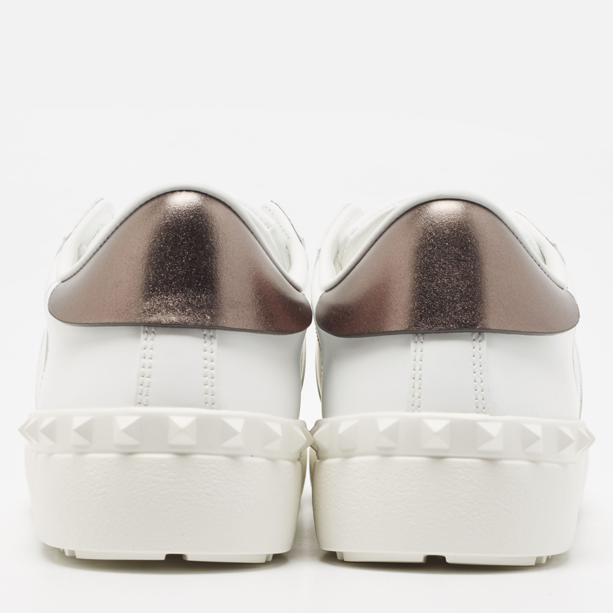 Valentino White Leather VLTN Logo Low Top Sneakers Size 38