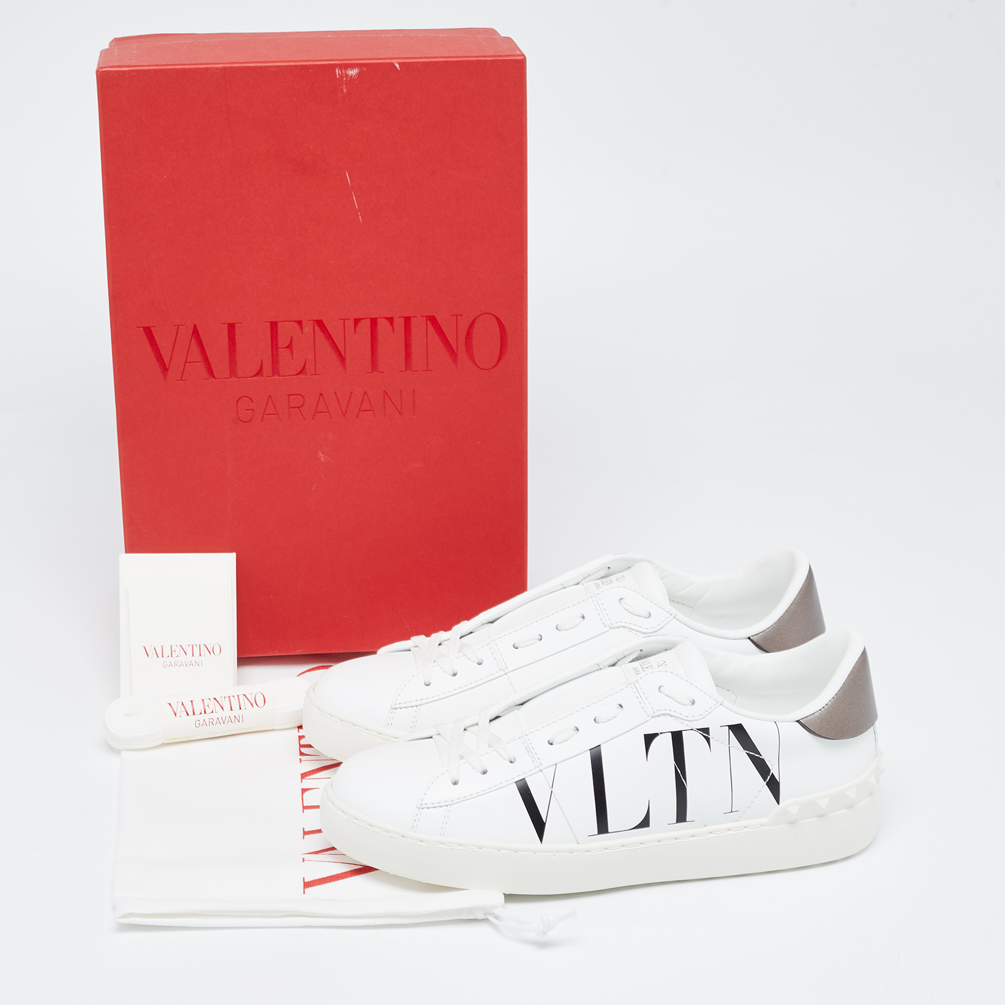 Valentino White Leather VLTN Low Top Sneakers Size 37.5
