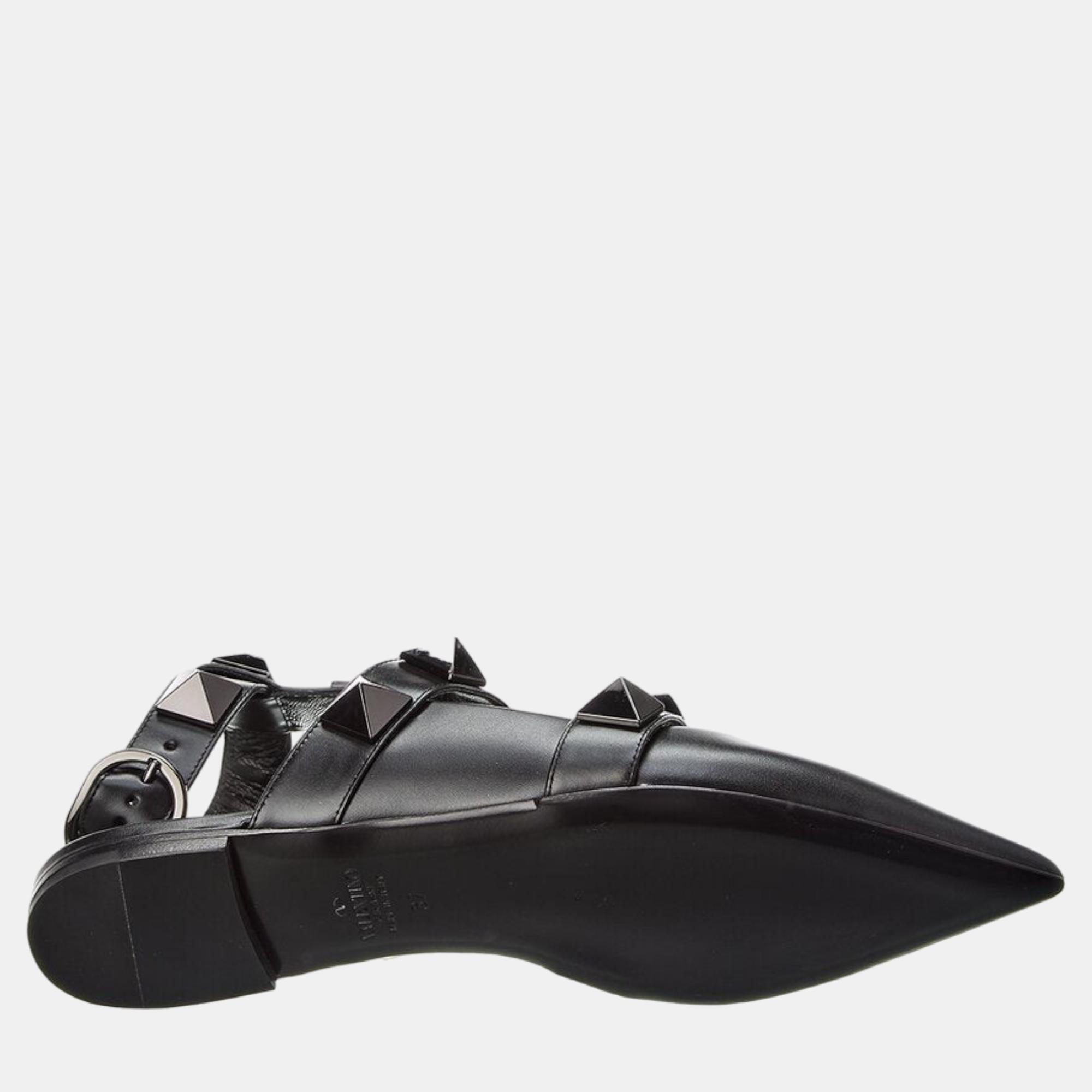 Valentino Black Leather Flat