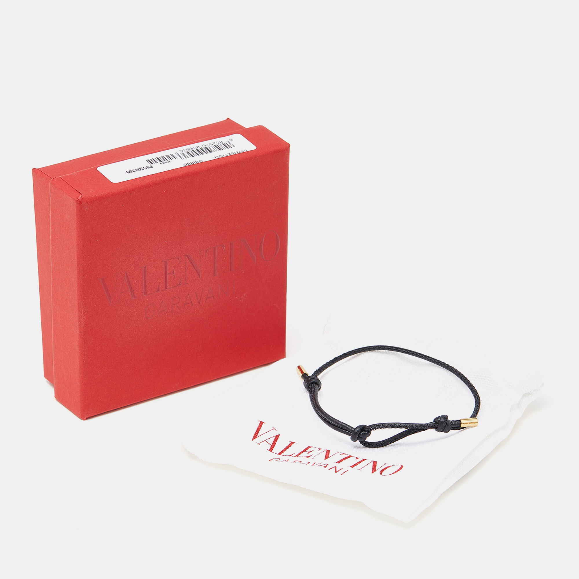 Valentino Black Leather Cord Adjustable Bracelet