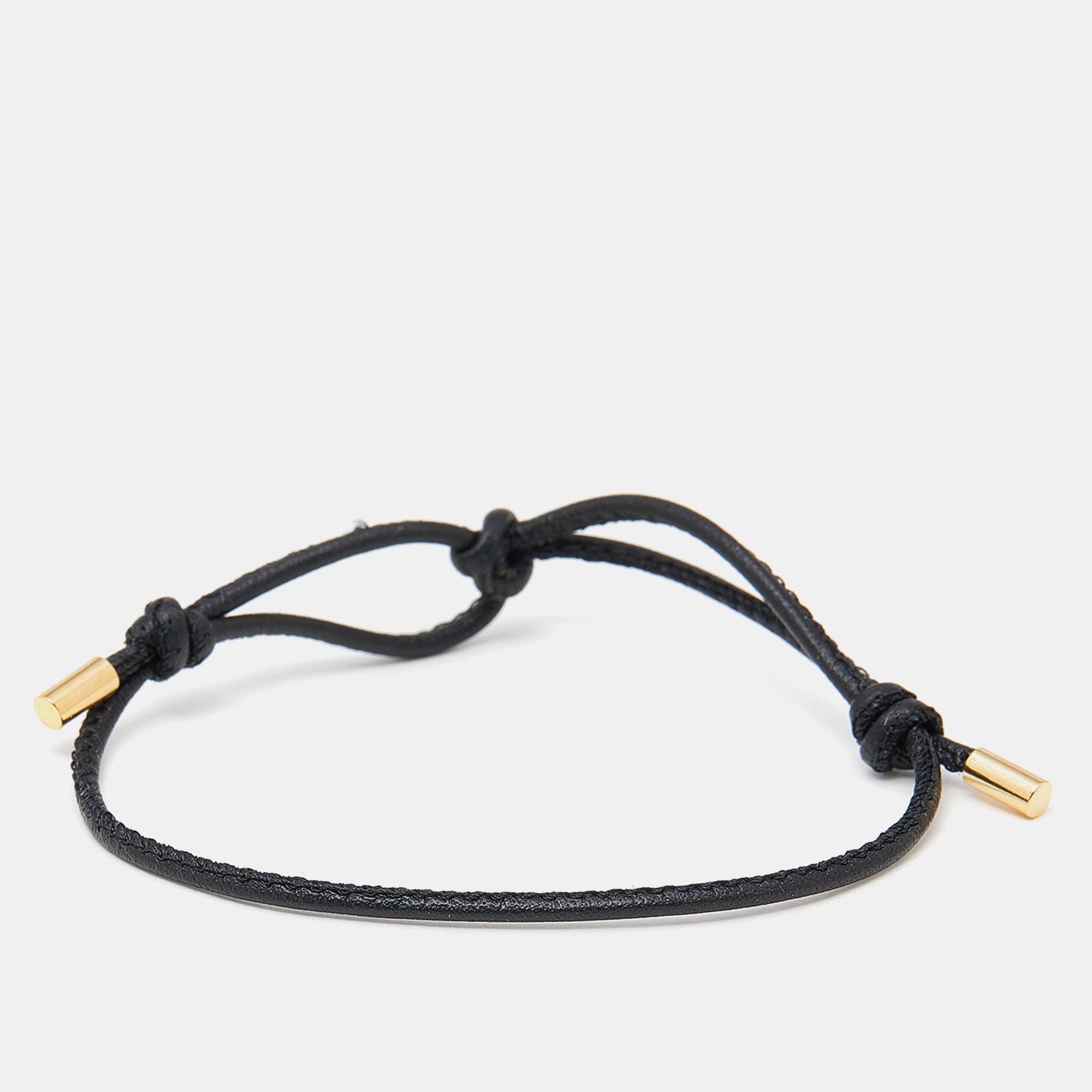 Valentino Black Leather Cord Adjustable Bracelet