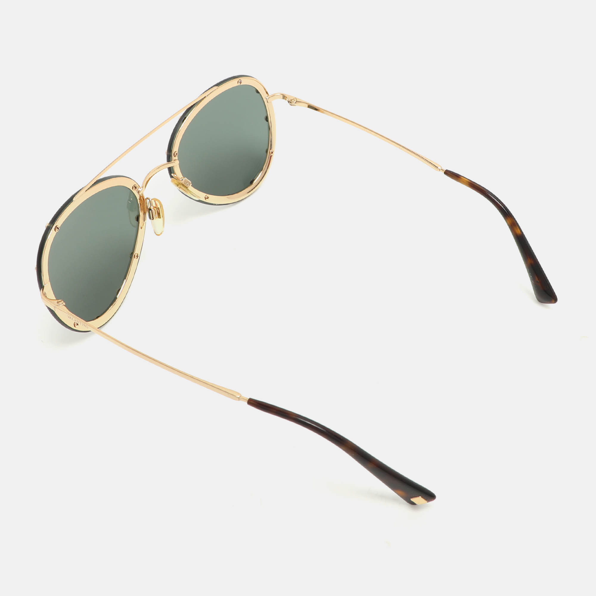 Valentino Gold/Green VA2013 Crystals Embellished Aviator Sunglasses