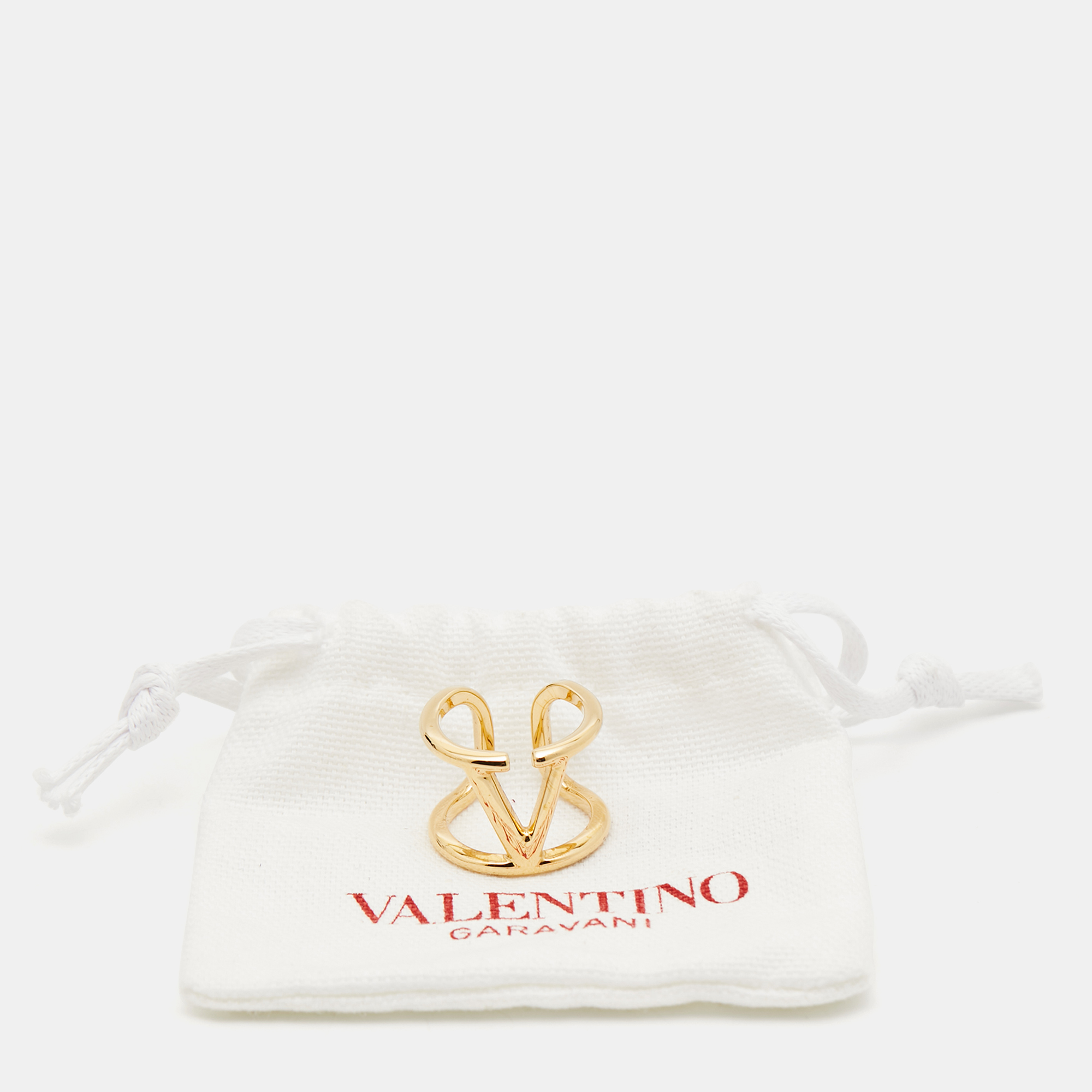 Valentino Vlogo Gold Tone Ring Size 57