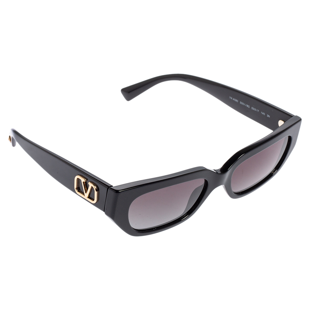 Valentino Black Acetate VA4080 VLogo Gradient Rectangular Sunglasses