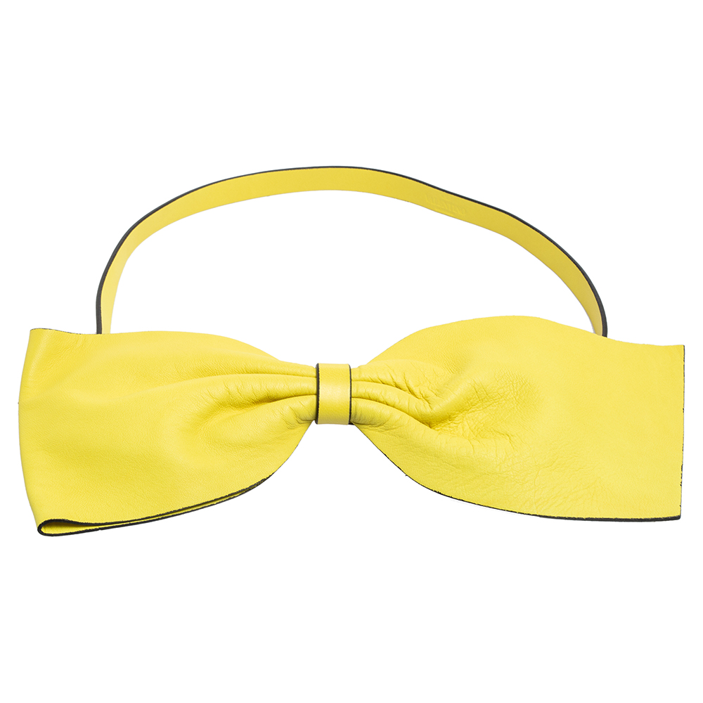 Valentino yellow leather oversized bow belt 80 cm