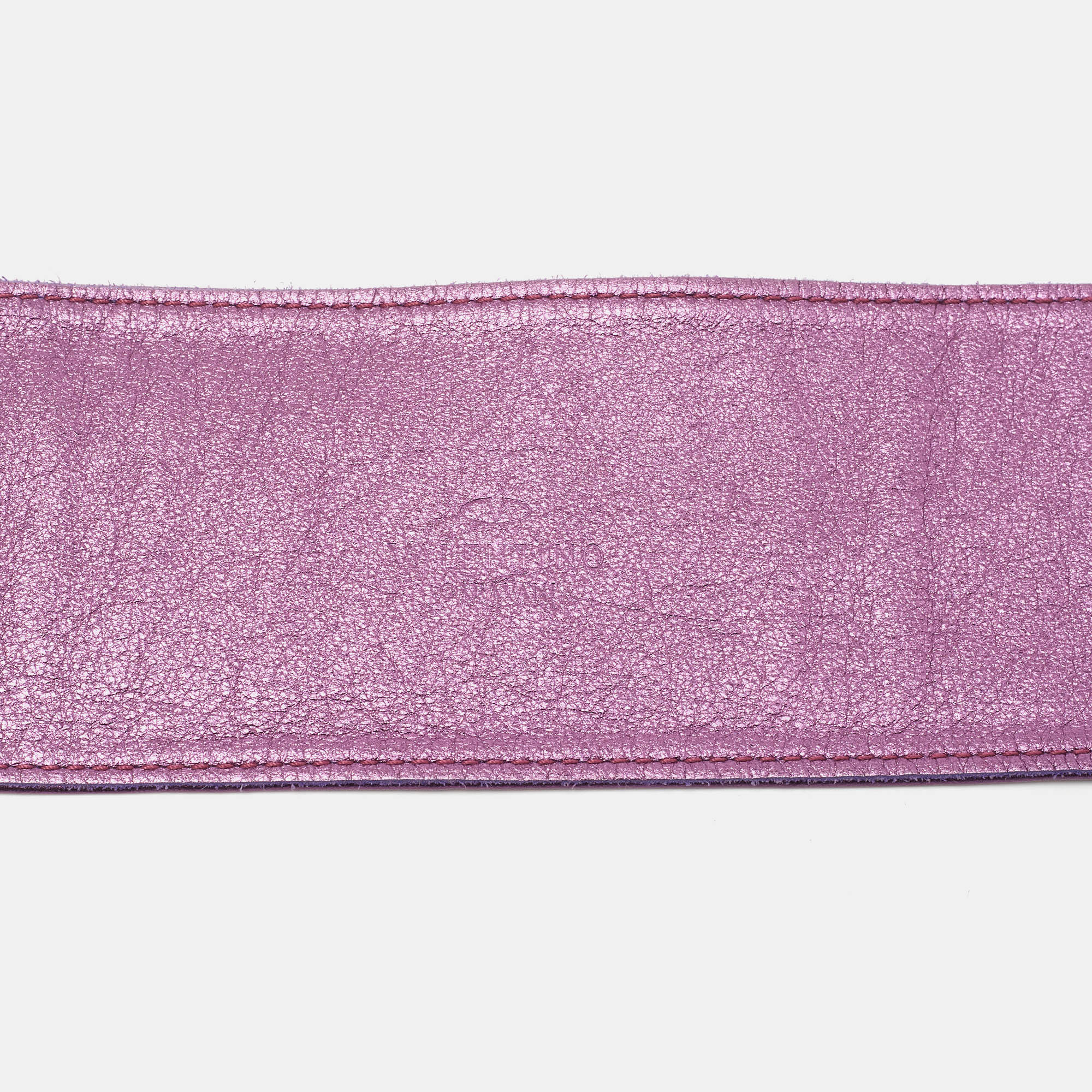 Valentino Purple Leather Crystal Embellished Wrap Belt