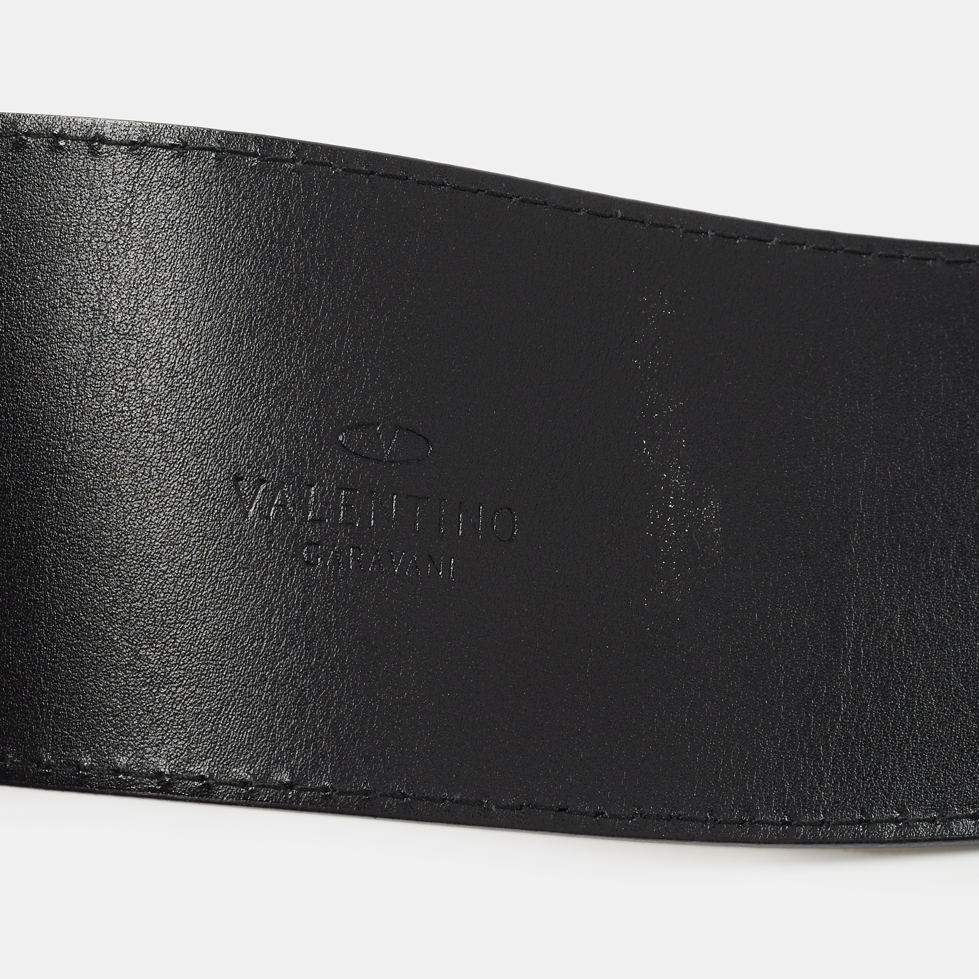 Valentino Pale Gold Leather Crystal Embellished Waist Belt 85CM
