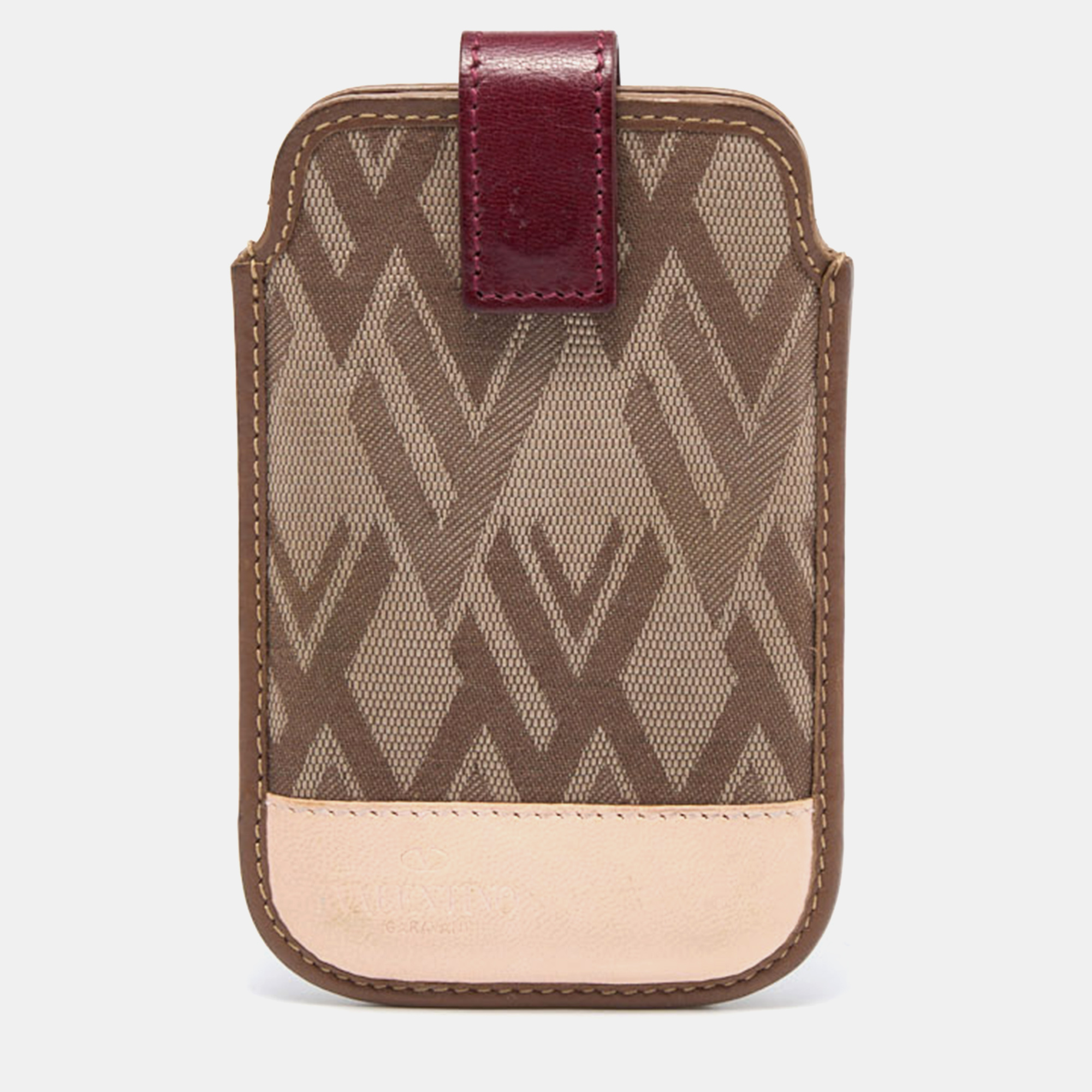 Valentino Tricolor V Print Fabric and Leather Flap Phone Cover