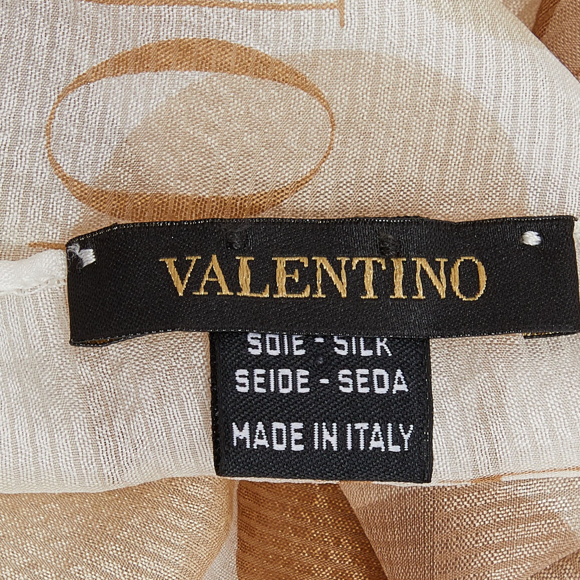 Valentino Cream Dot Printed Silk Scarf