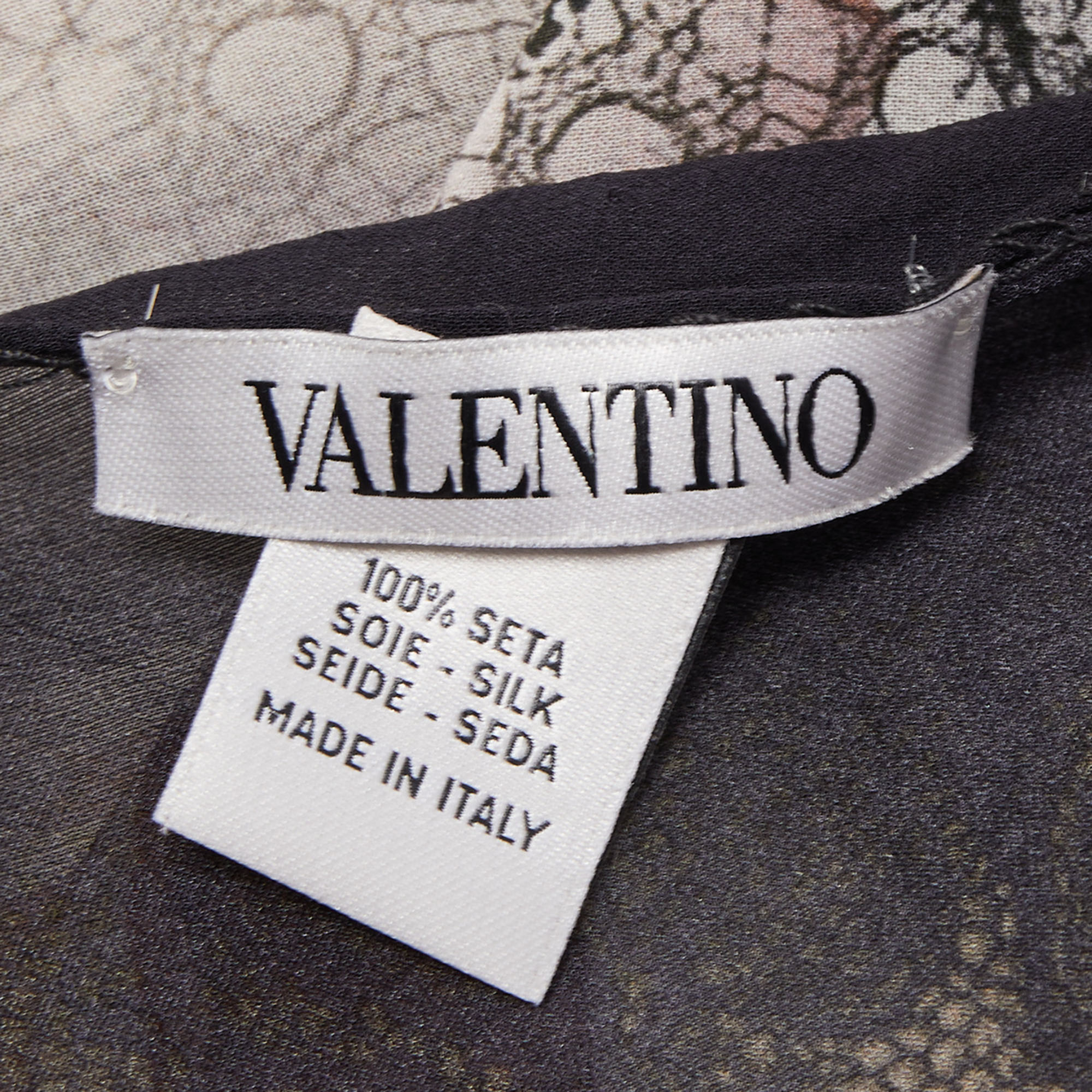 Valentino Black Rose Printed Silk Scarf