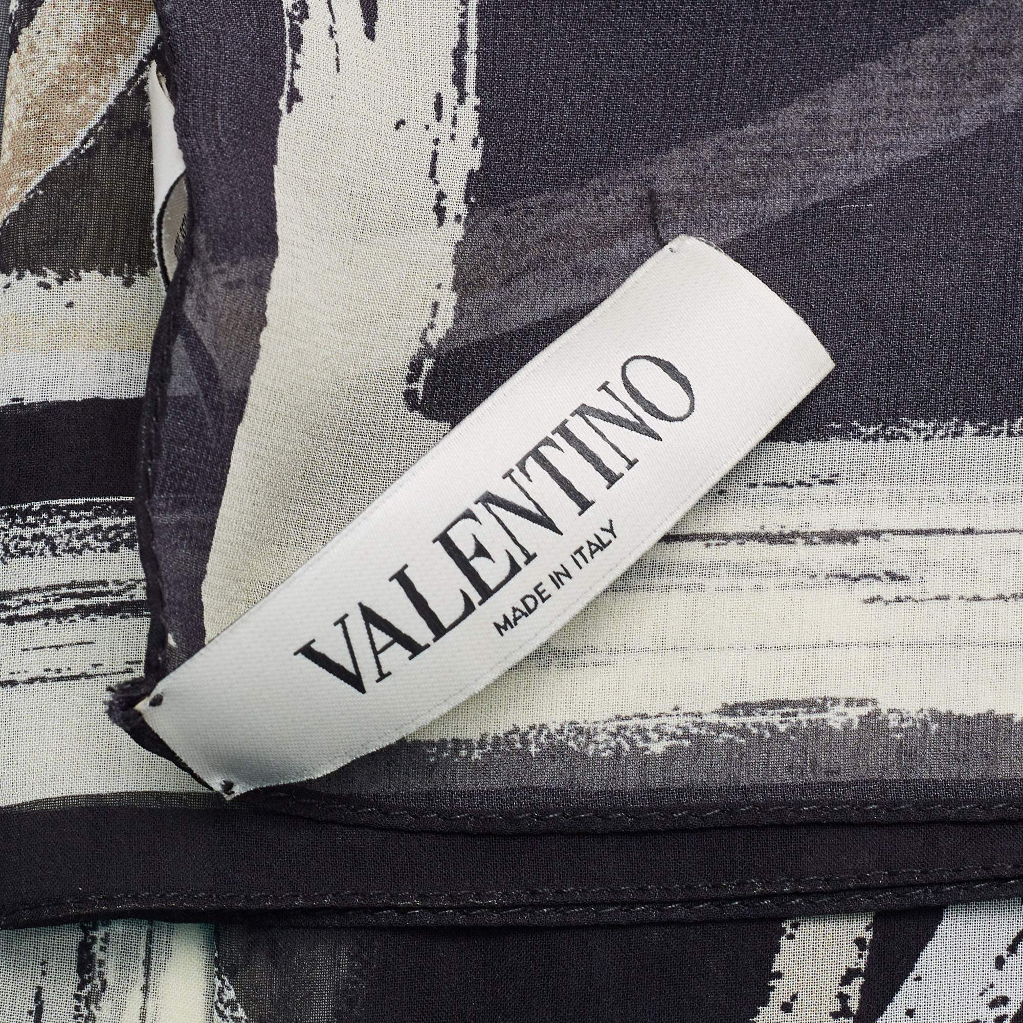 Valentino Black VLogo Print Silk Chiffon Scarf