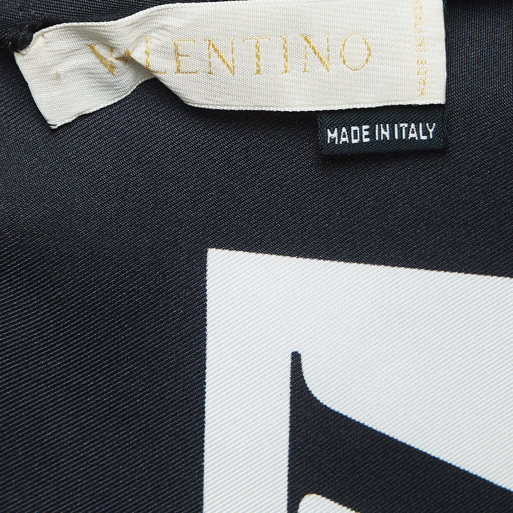 Valentino White/Black Signature Print Silk Square Scarf