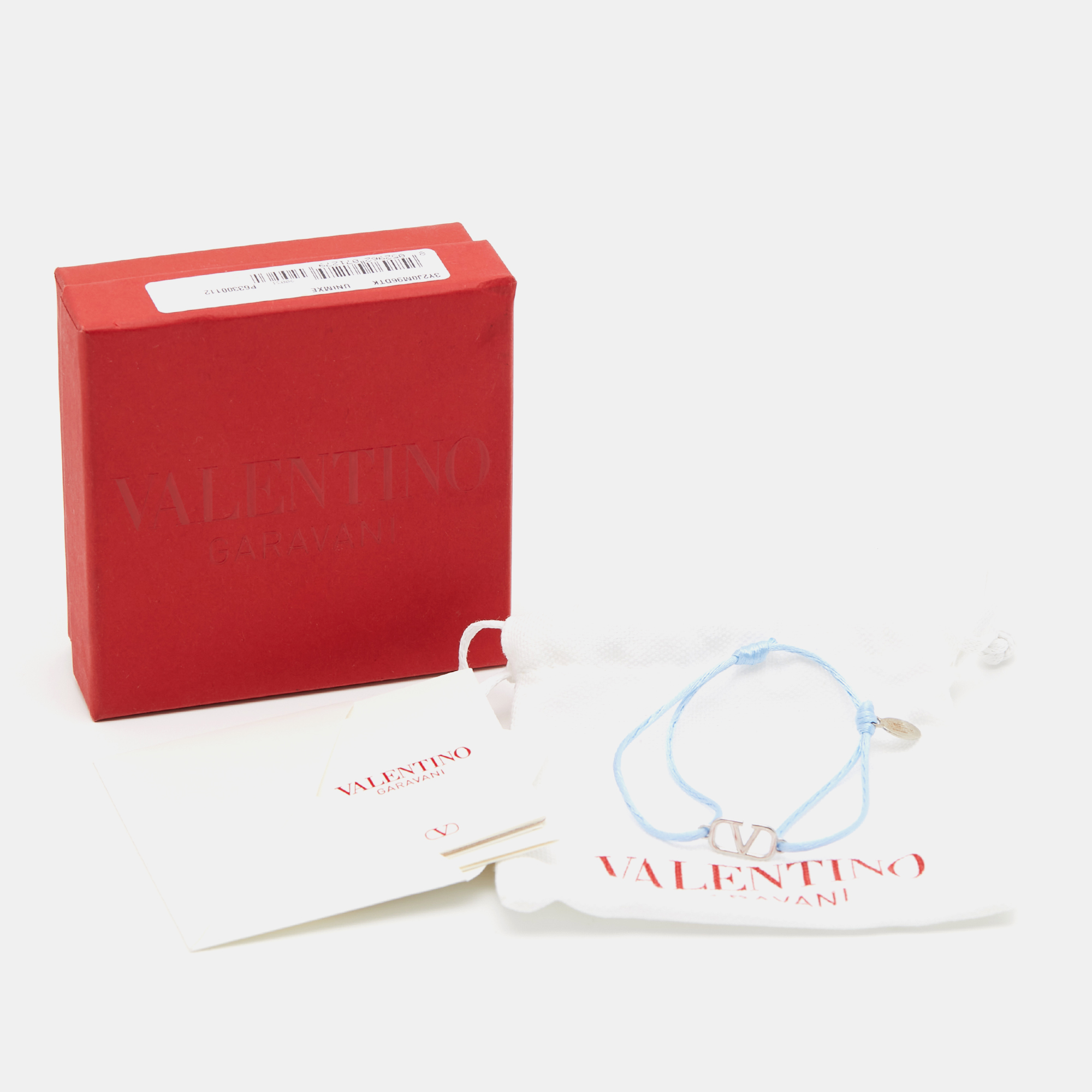Valentino Vlogo Silver Tone Adjustable Cord Bracelet
